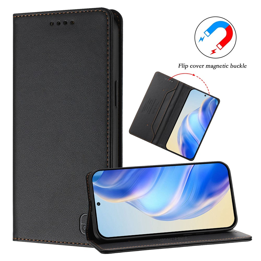 For Oppo K13 5G Leather Case RINACASIS RC01 Phone Cover with RFID Blocking Wallet Stand - Black