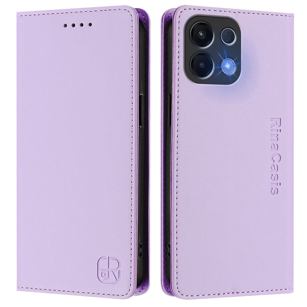 For Oppo K13 5G Leather Case RINACASIS RC01 Phone Cover with RFID Blocking Wallet Stand - Light Purple