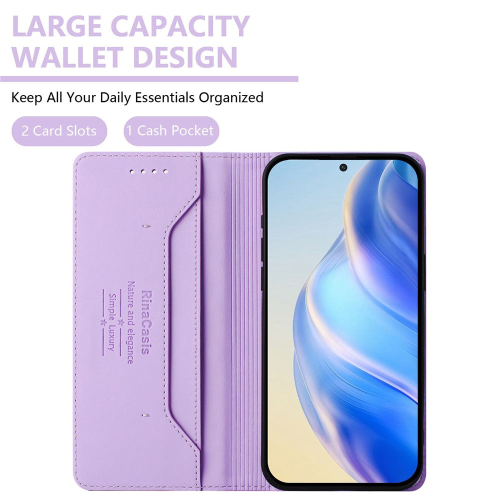 For Oppo K13 5G Leather Case RINACASIS RC01 Phone Cover with RFID Blocking Wallet Stand - Light Purple