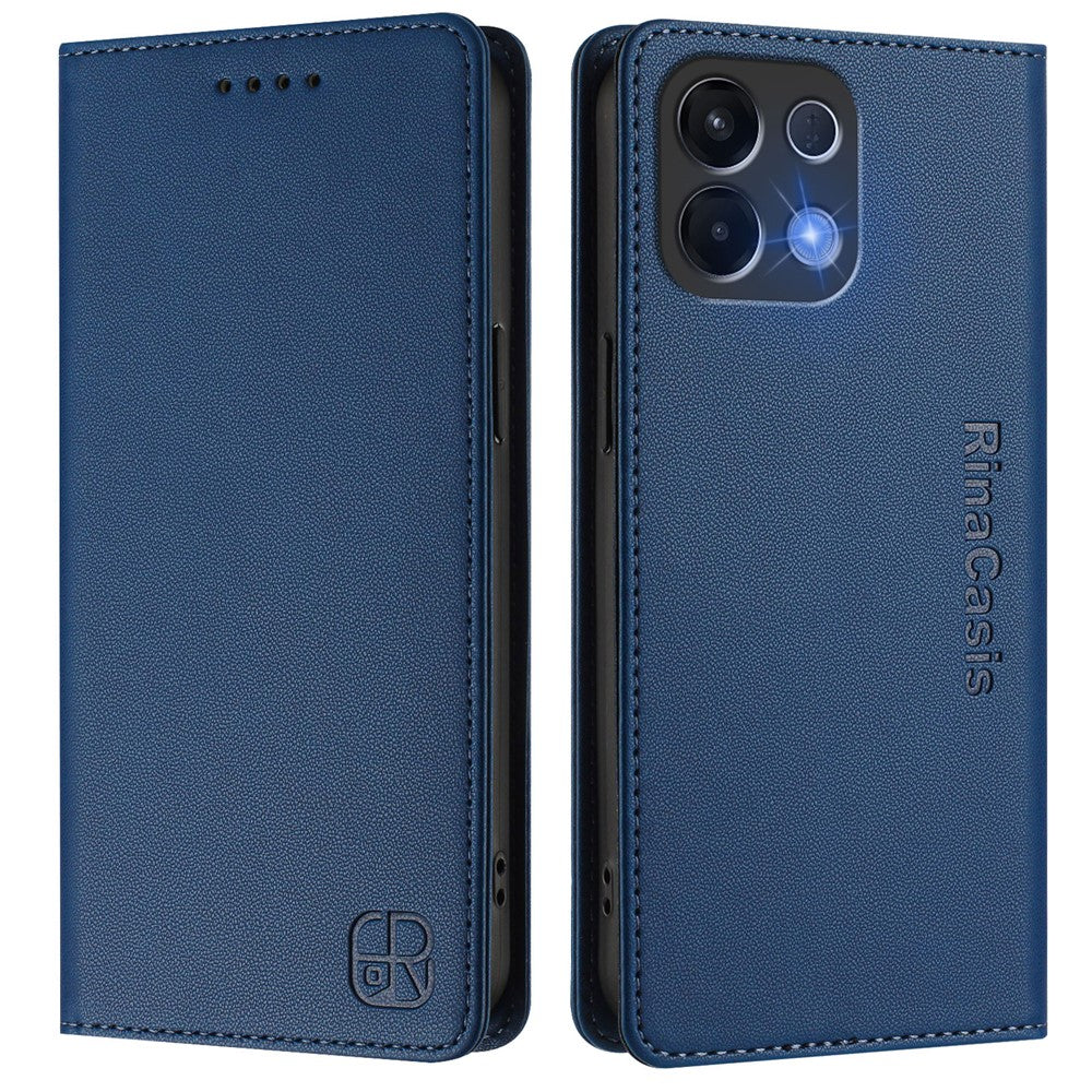 For Oppo K13 5G Leather Case RINACASIS RC01 Phone Cover with RFID Blocking Wallet Stand - Dark Blue