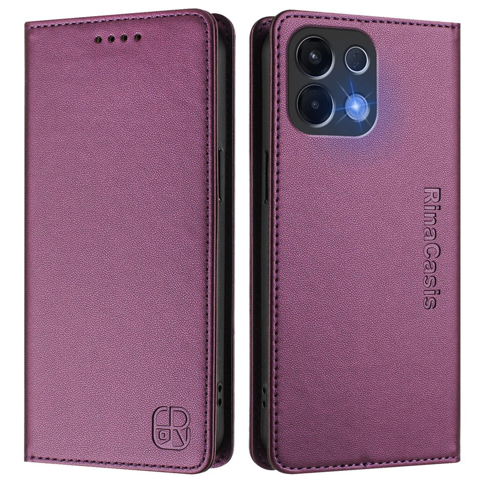For Oppo K13 5G Leather Case RINACASIS RC01 Phone Cover with RFID Blocking Wallet Stand - Violet