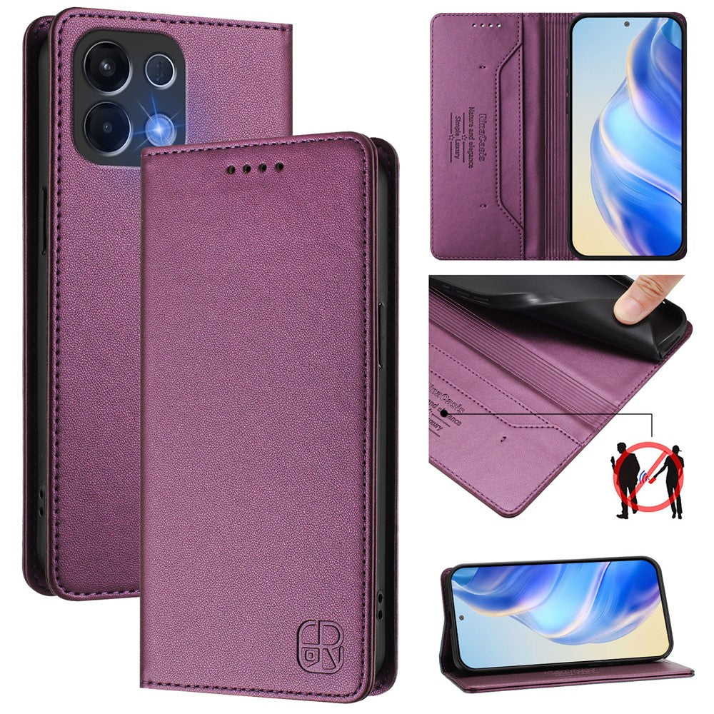 For Oppo K13 5G Leather Case RINACASIS RC01 Phone Cover with RFID Blocking Wallet Stand - Violet