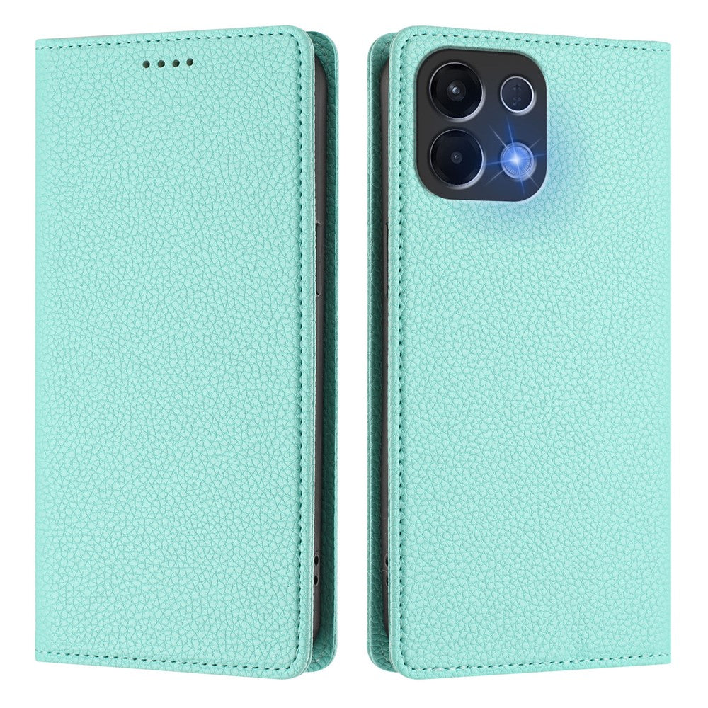 For Oppo K13 5G Wallet Case RFID Blocking Litchi Texture Leather Mobile Cover - Mint Green