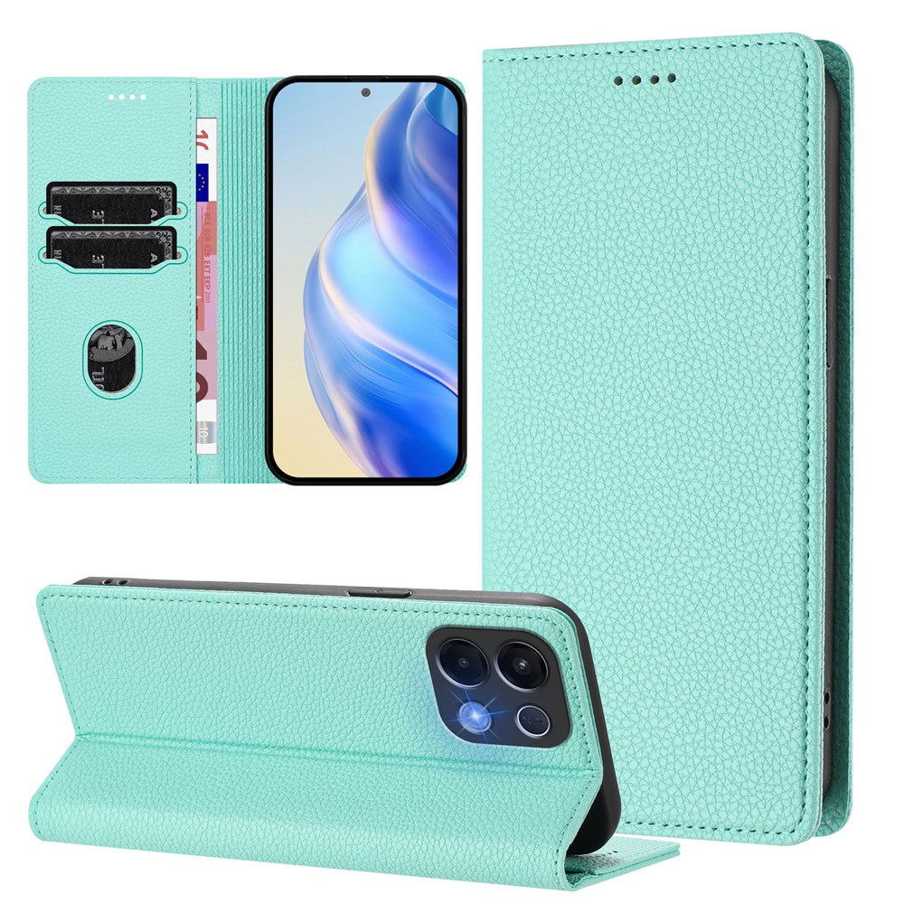 For Oppo K13 5G Wallet Case RFID Blocking Litchi Texture Leather Mobile Cover - Mint Green