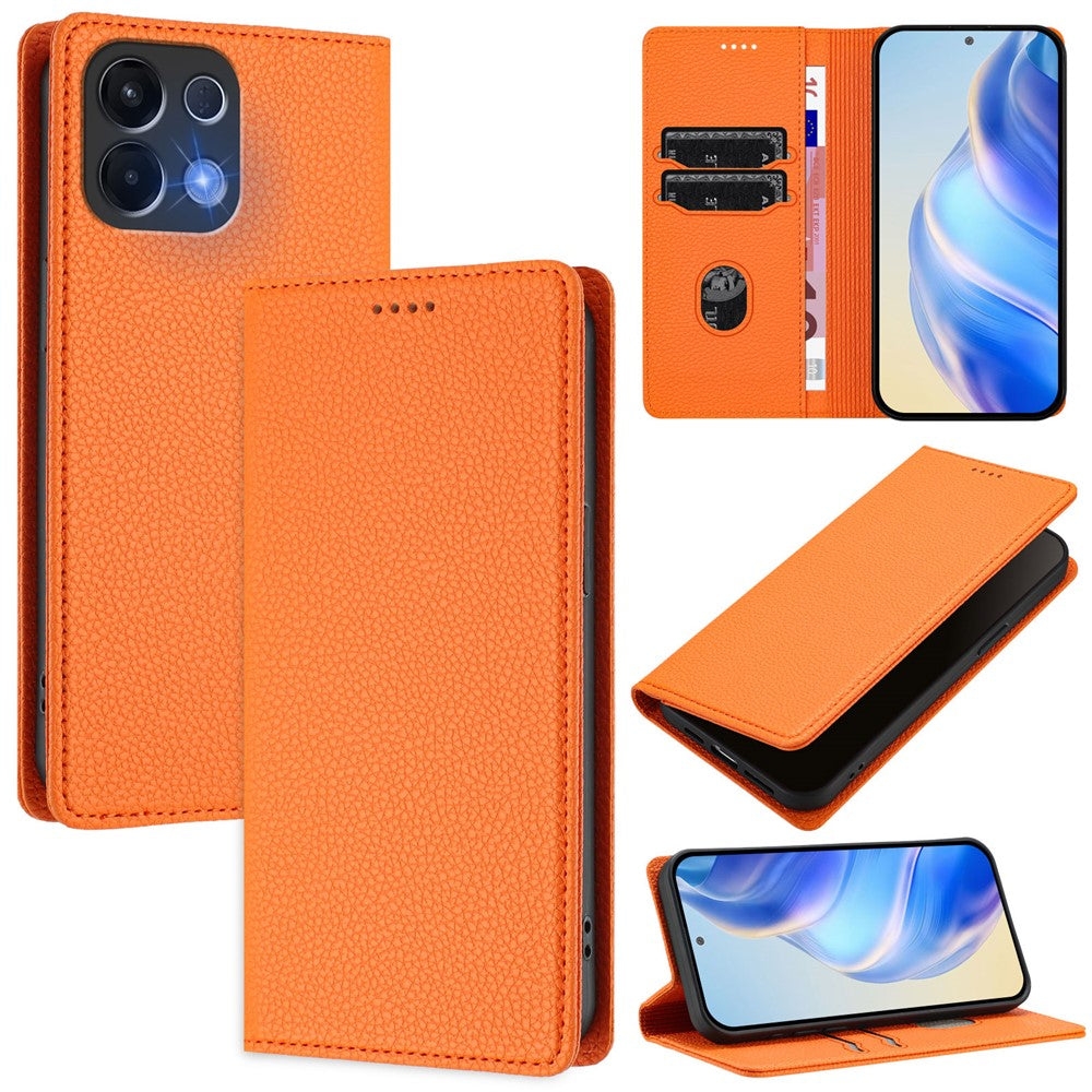For Oppo K13 5G Wallet Case RFID Blocking Litchi Texture Leather Mobile Cover - Orange