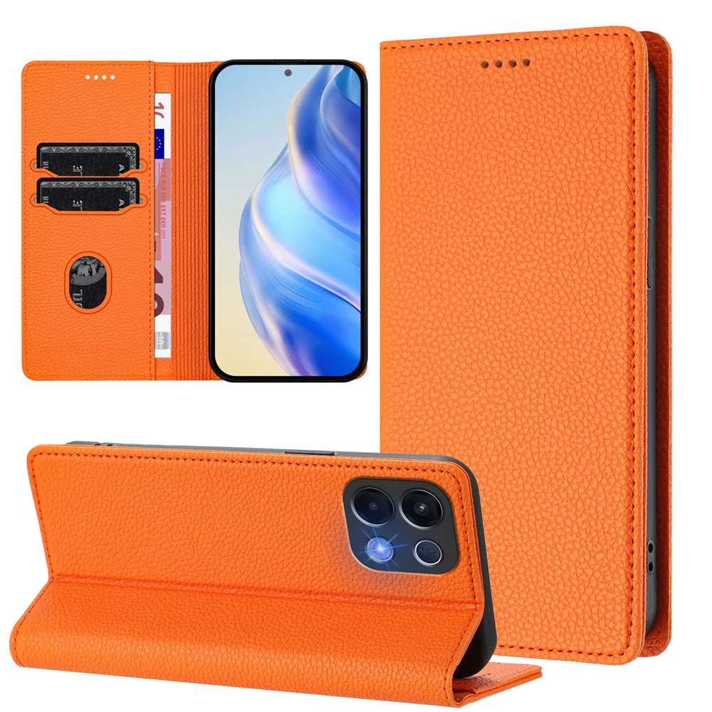 For Oppo K13 5G Wallet Case RFID Blocking Litchi Texture Leather Mobile Cover - Orange