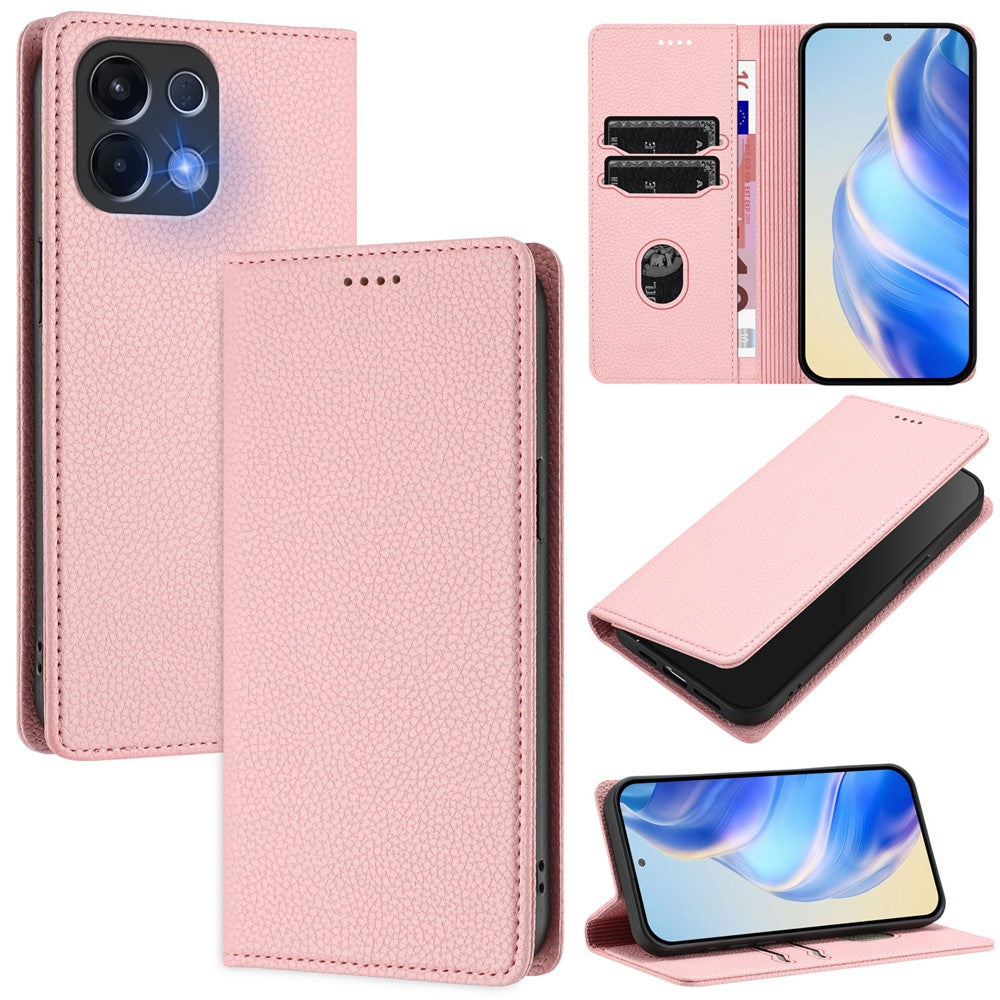 For Oppo K13 5G Wallet Case RFID Blocking Litchi Texture Leather Mobile Cover - Pink
