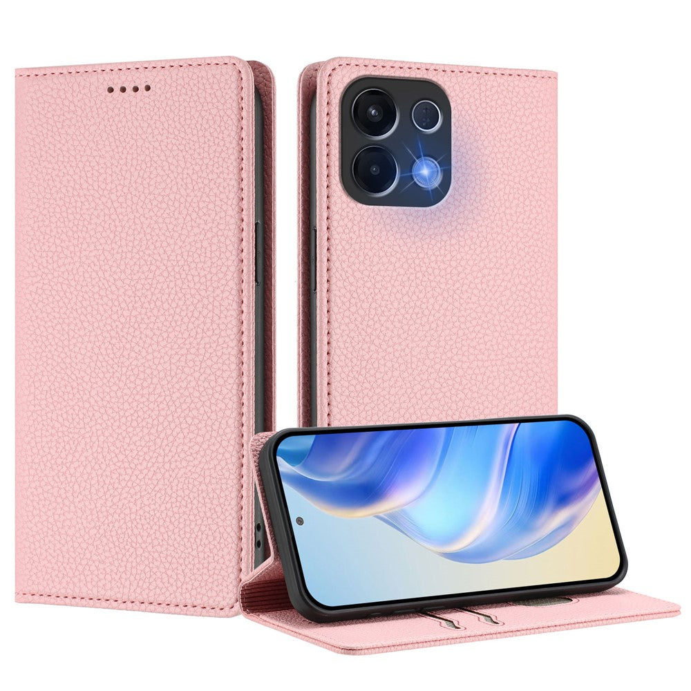 For Oppo K13 5G Wallet Case RFID Blocking Litchi Texture Leather Mobile Cover - Pink