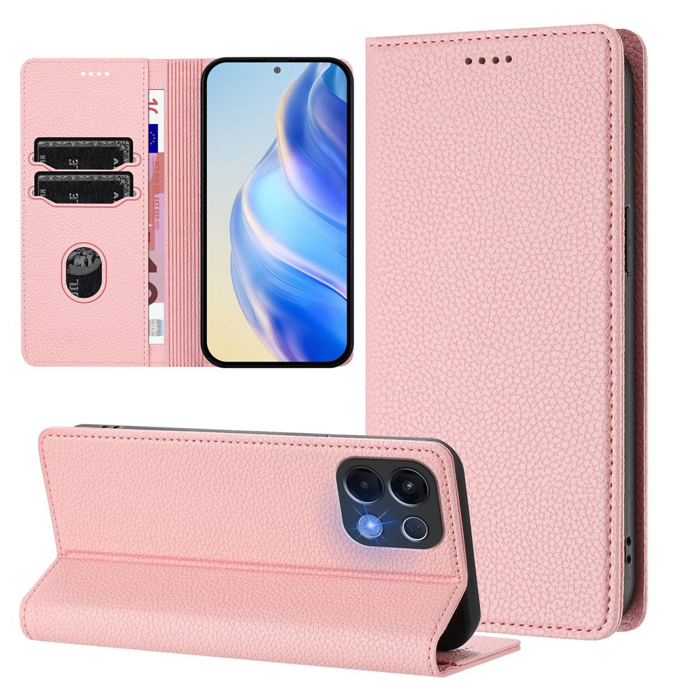 For Oppo K13 5G Wallet Case RFID Blocking Litchi Texture Leather Mobile Cover - Pink