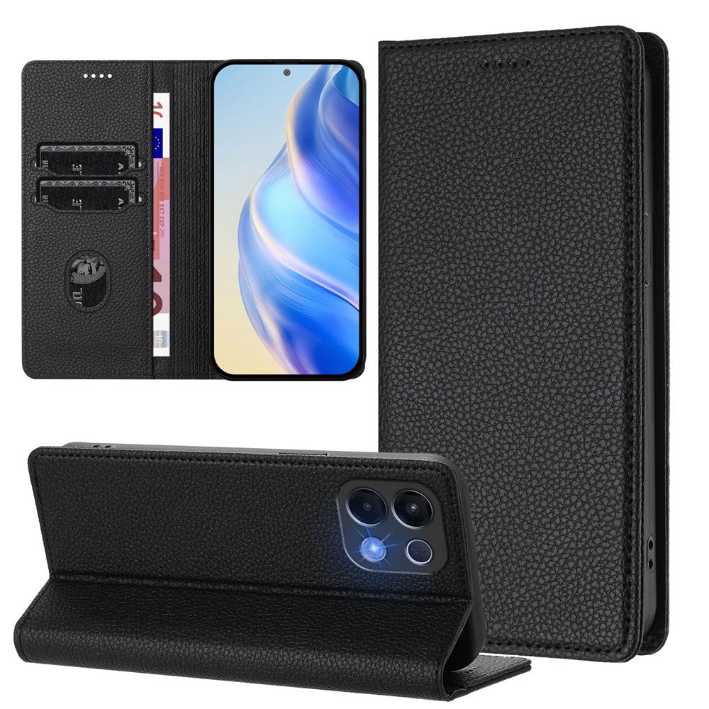For Oppo K13 5G Wallet Case RFID Blocking Litchi Texture Leather Mobile Cover - Black