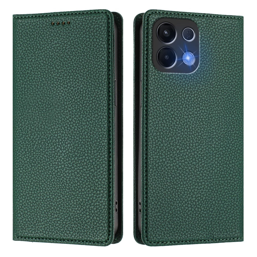For Oppo K13 5G Wallet Case RFID Blocking Litchi Texture Leather Mobile Cover - Dark Green