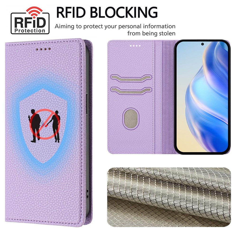 For Oppo K13 5G Wallet Case RFID Blocking Litchi Texture Leather Mobile Cover - Light Purple