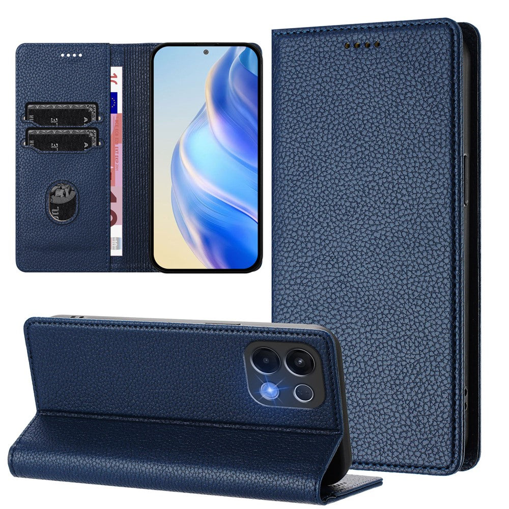 For Oppo K13 5G Wallet Case RFID Blocking Litchi Texture Leather Mobile Cover - Dark Blue