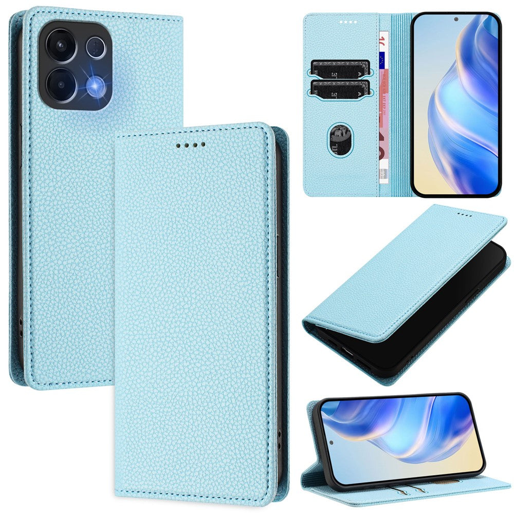 For Oppo K13 5G Wallet Case RFID Blocking Litchi Texture Leather Mobile Cover - Baby Blue