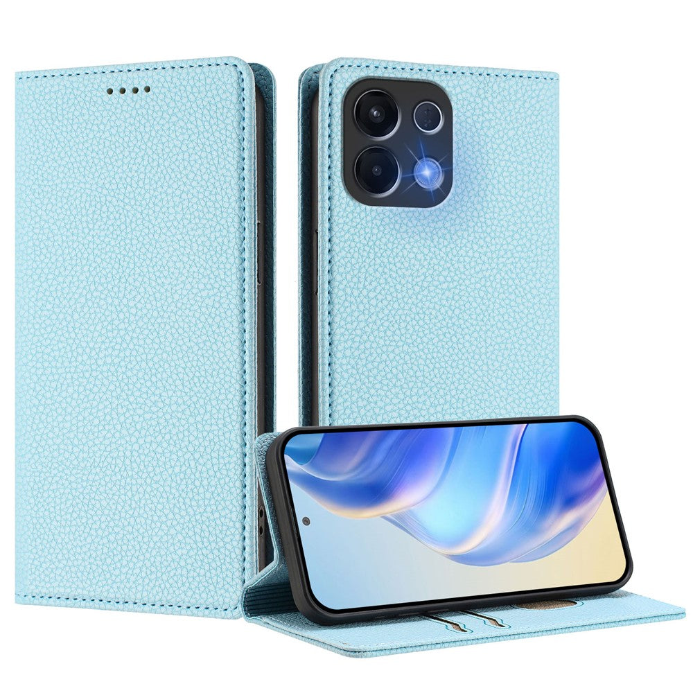For Oppo K13 5G Wallet Case RFID Blocking Litchi Texture Leather Mobile Cover - Baby Blue