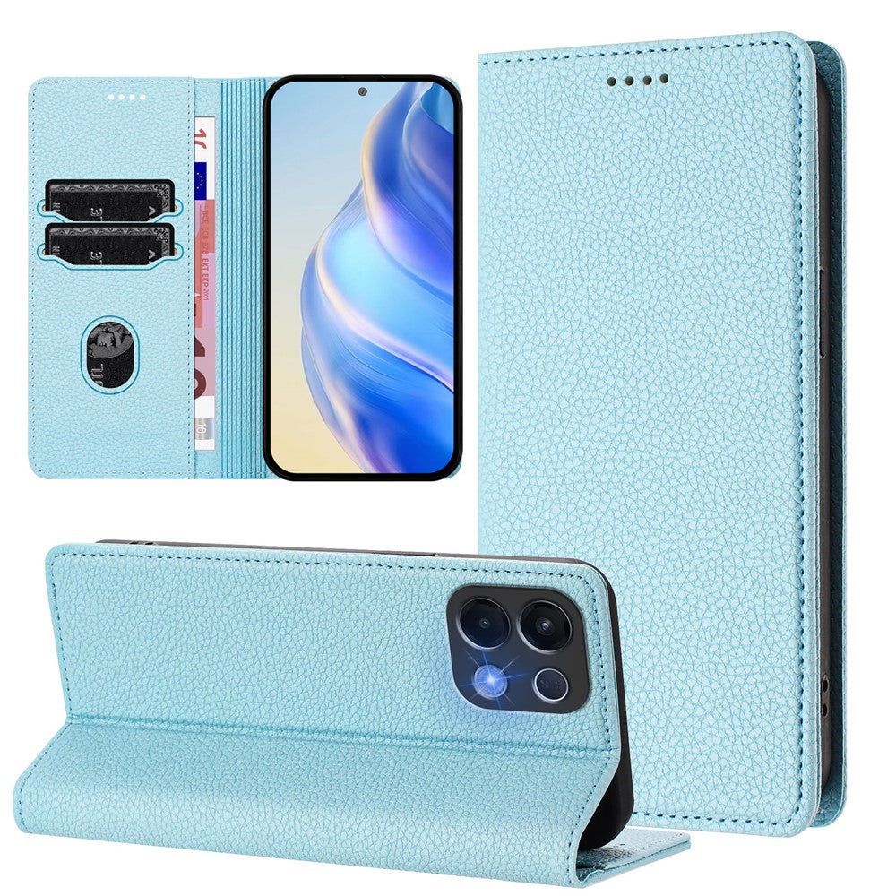 For Oppo K13 5G Wallet Case RFID Blocking Litchi Texture Leather Mobile Cover - Baby Blue