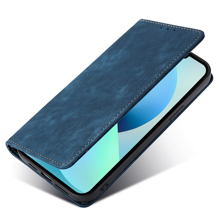 For Motorola Edge 30 Neo 5G Skin-touch Feeling Leather Wallet Phone Case Stand Magnetic Closure RFID Blocking Phone Shell - Blue