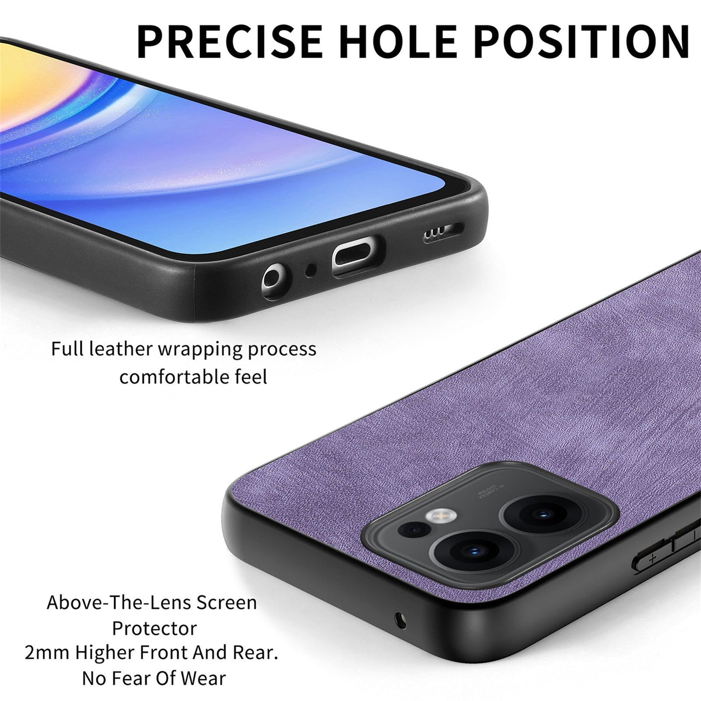 For Oppo Reno13 F 5G Case Shockproof Slim Retro Leather Phone Back Cover - Purple