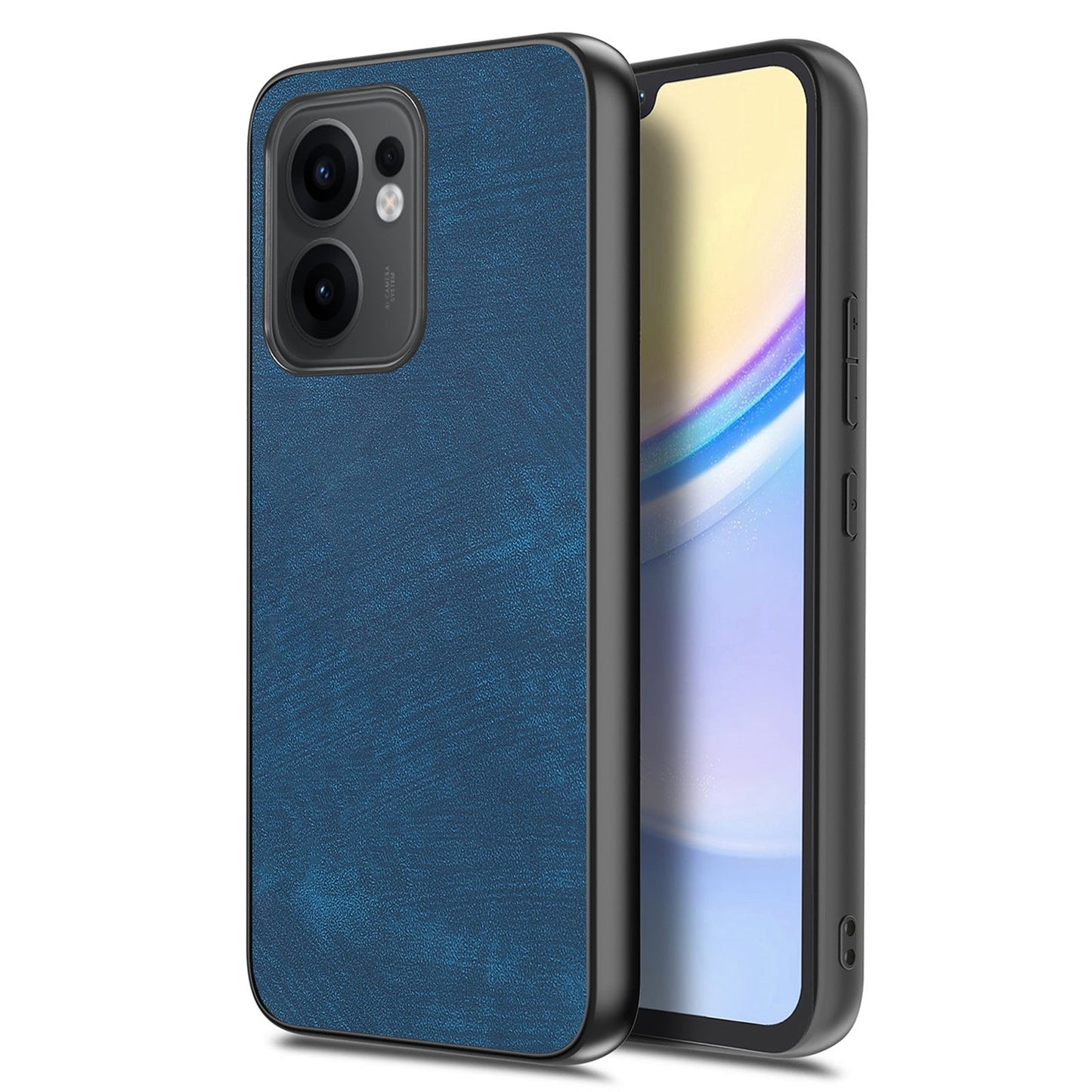 For Oppo Reno13 F 5G Case Shockproof Slim Retro Leather Phone Back Cover - Blue