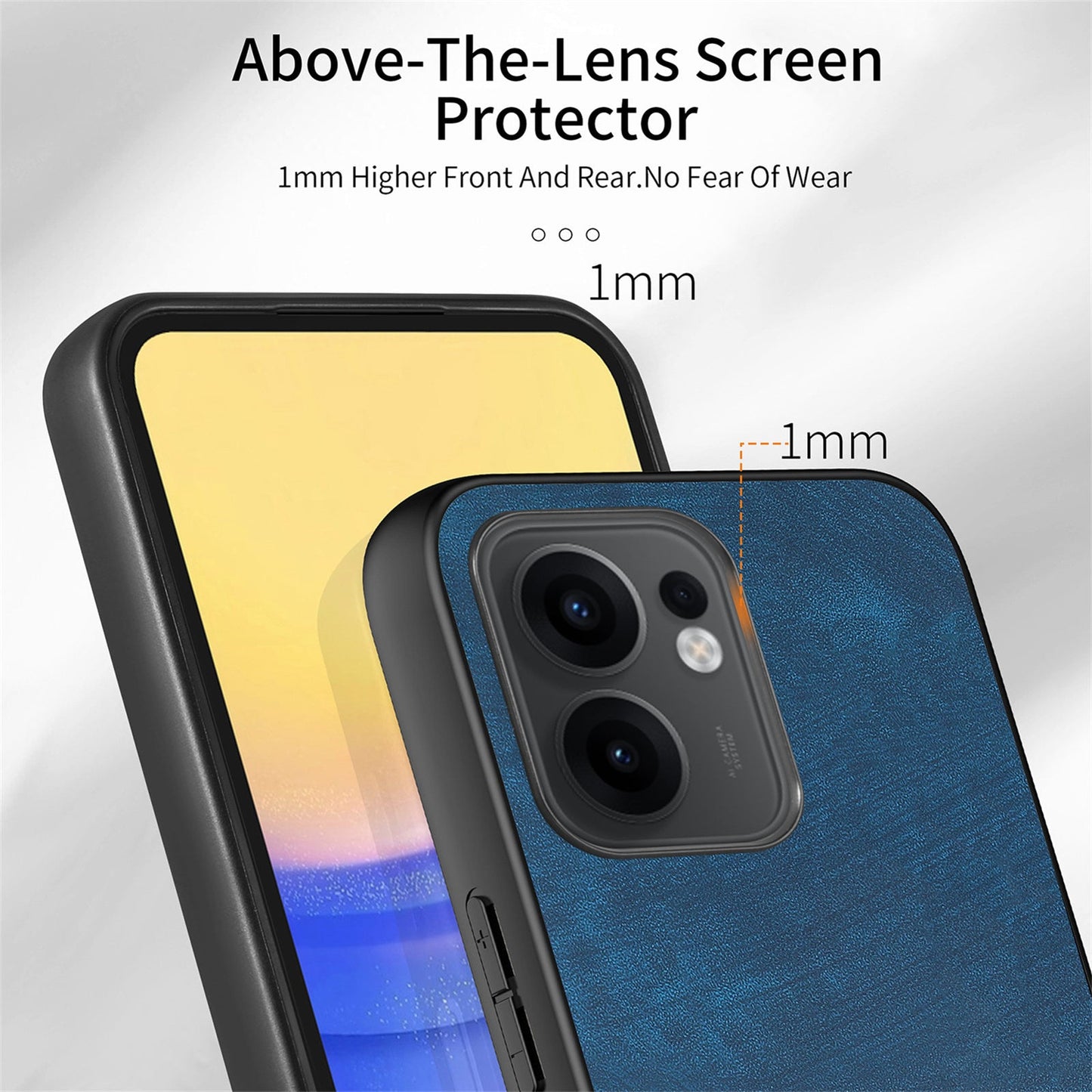 For Oppo Reno13 F 5G Case Shockproof Slim Retro Leather Phone Back Cover - Blue