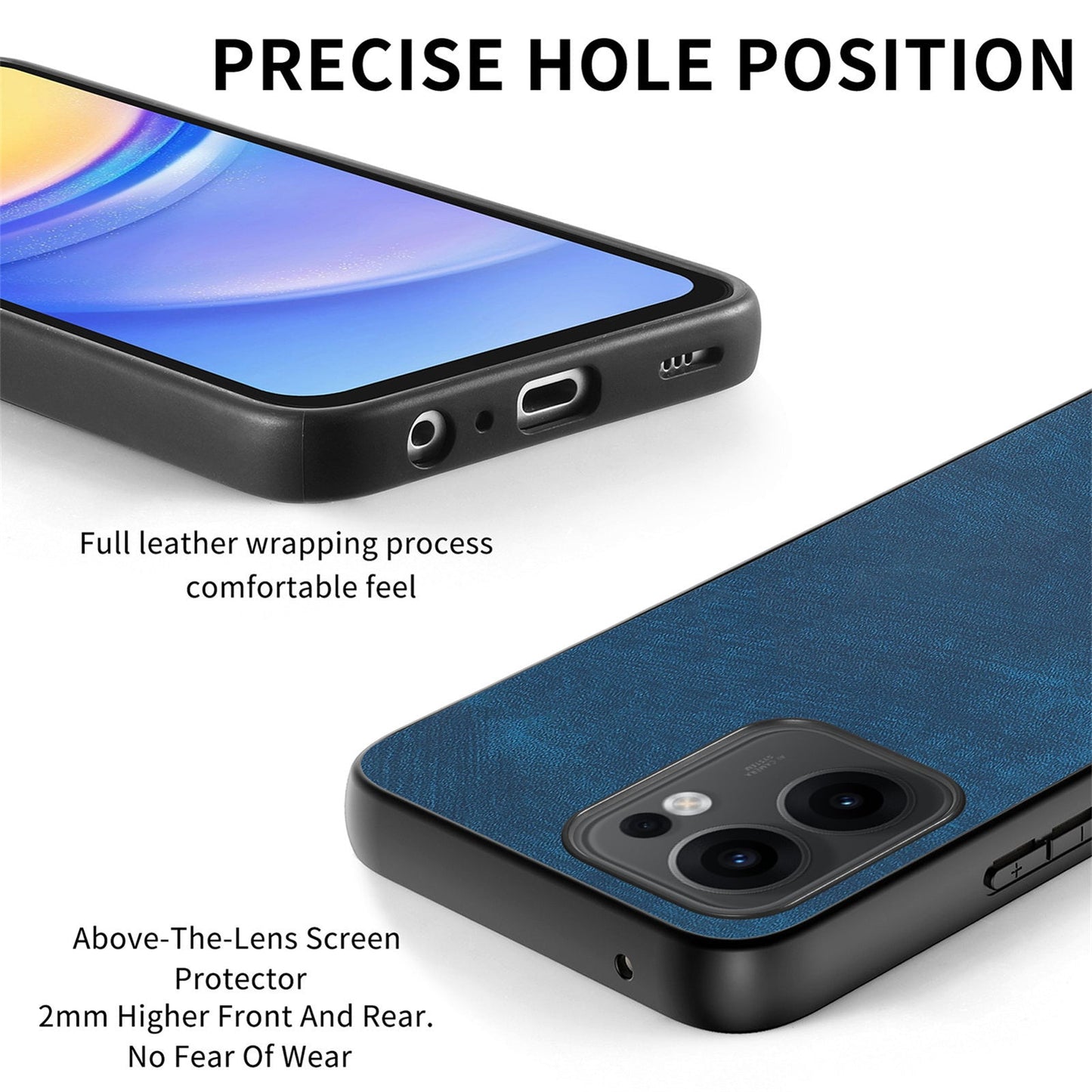 For Oppo Reno13 F 5G Case Shockproof Slim Retro Leather Phone Back Cover - Blue