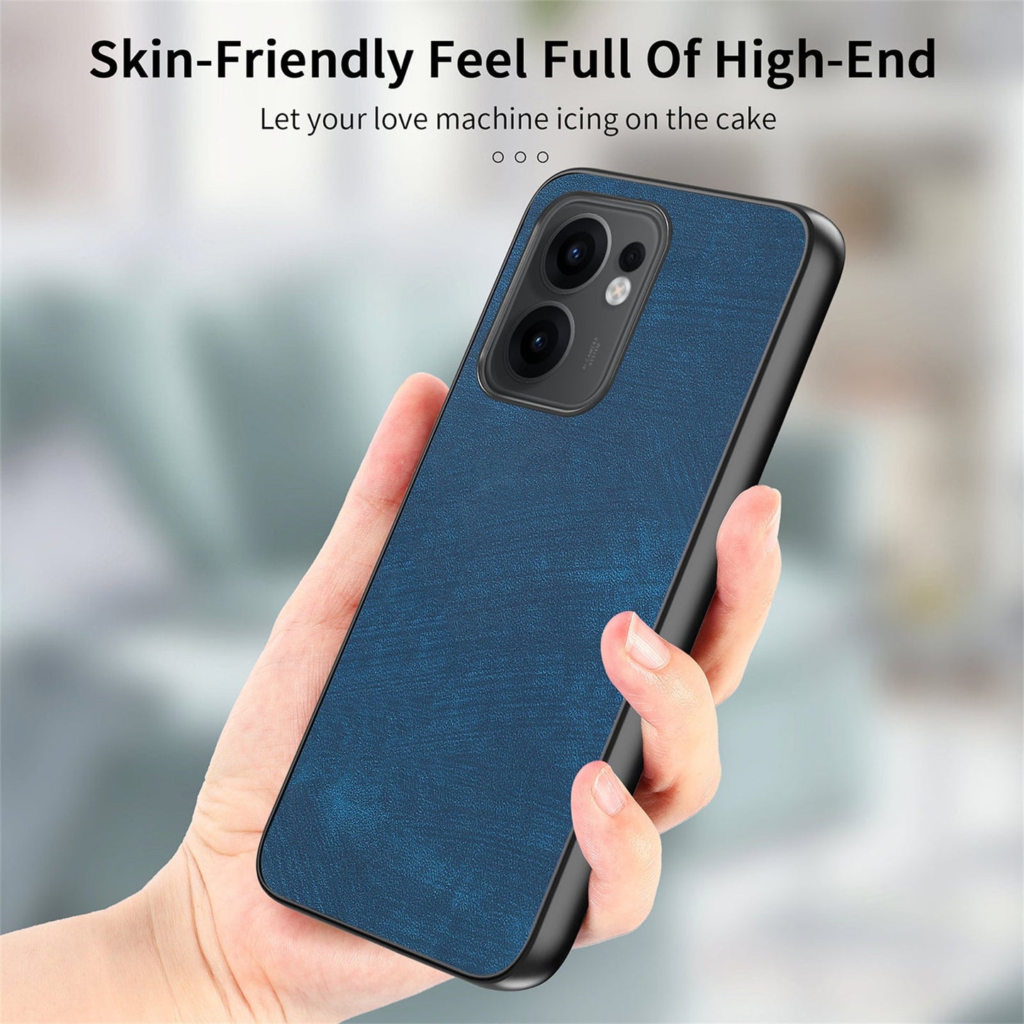 For Oppo Reno13 F 5G Case Shockproof Slim Retro Leather Phone Back Cover - Blue