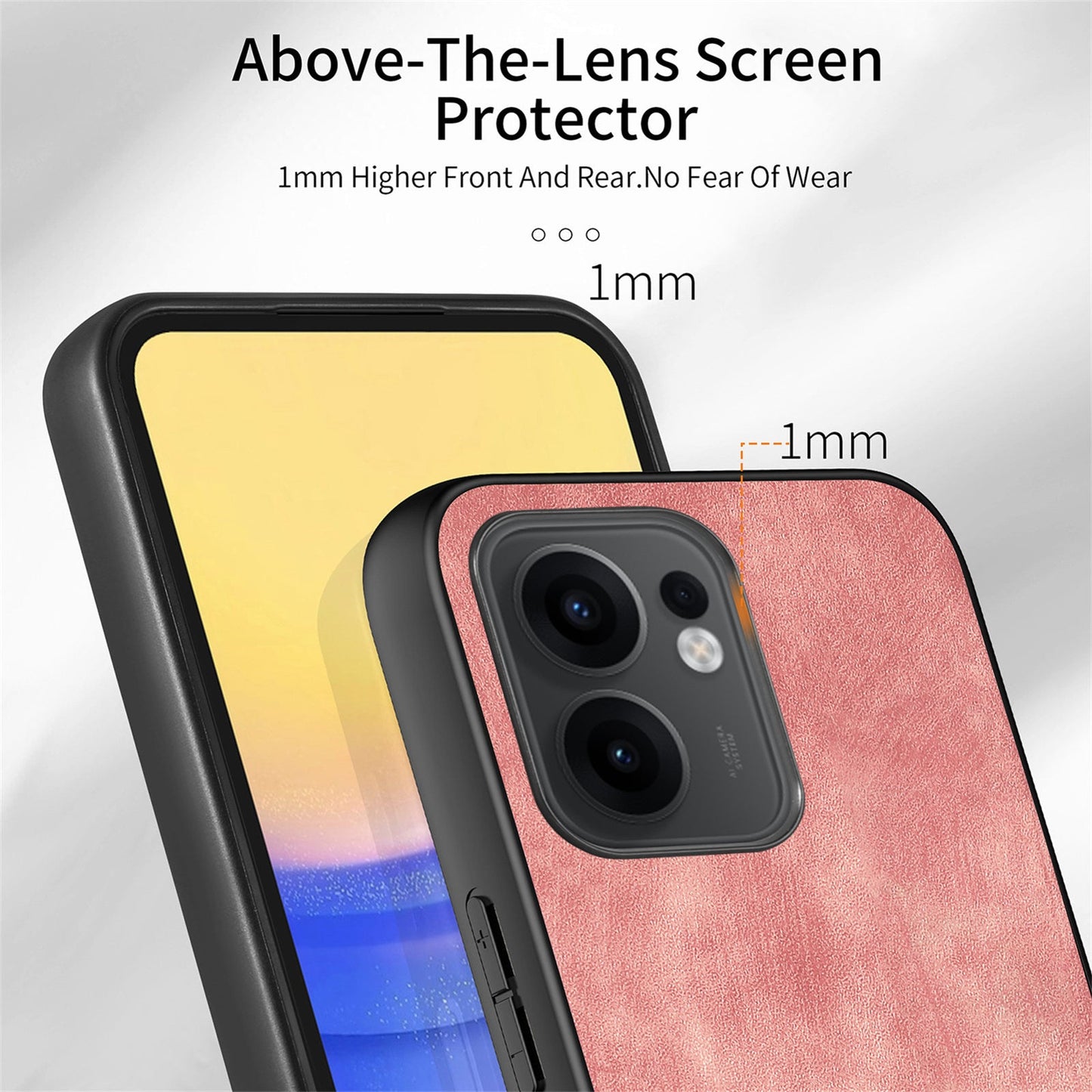 For Oppo Reno13 F 5G Case Shockproof Slim Retro Leather Phone Back Cover - Pink