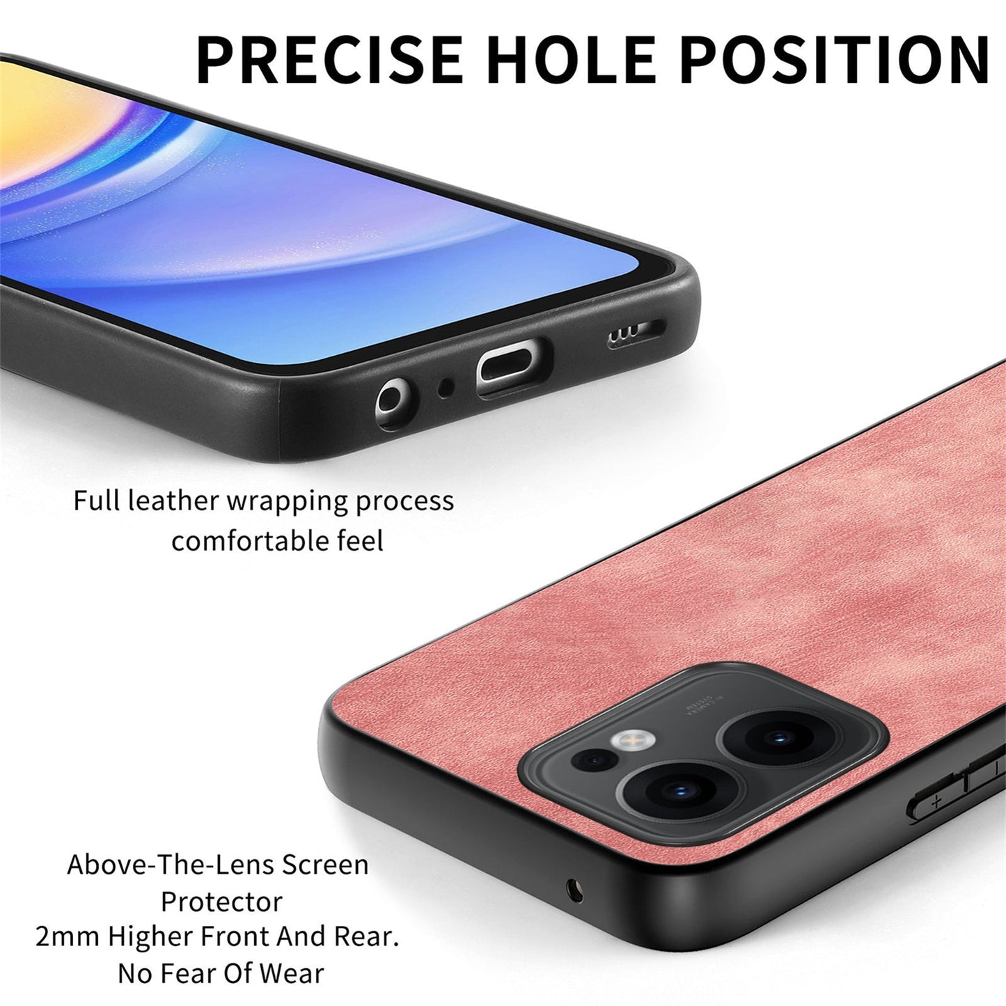 For Oppo Reno13 F 5G Case Shockproof Slim Retro Leather Phone Back Cover - Pink