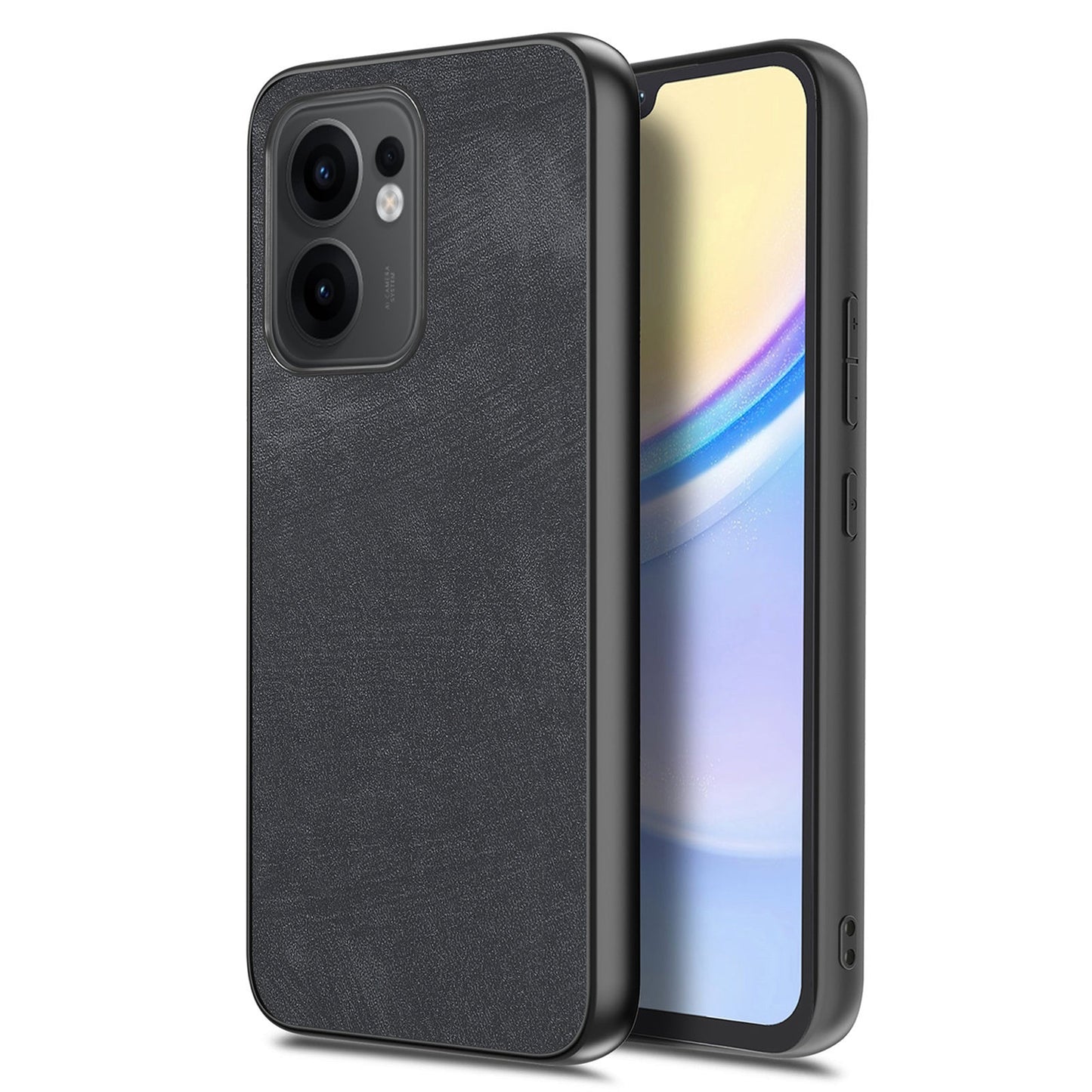 For Oppo Reno13 F 5G Case Shockproof Slim Retro Leather Phone Back Cover - Black
