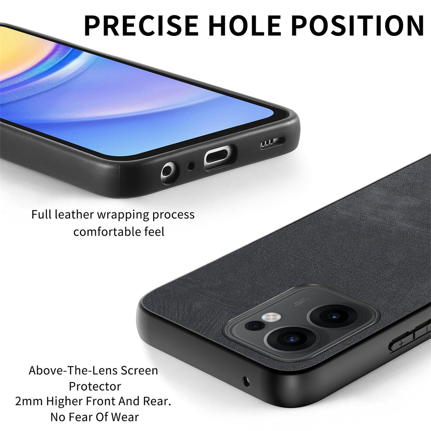For Oppo Reno13 F 5G Case Shockproof Slim Retro Leather Phone Back Cover - Black