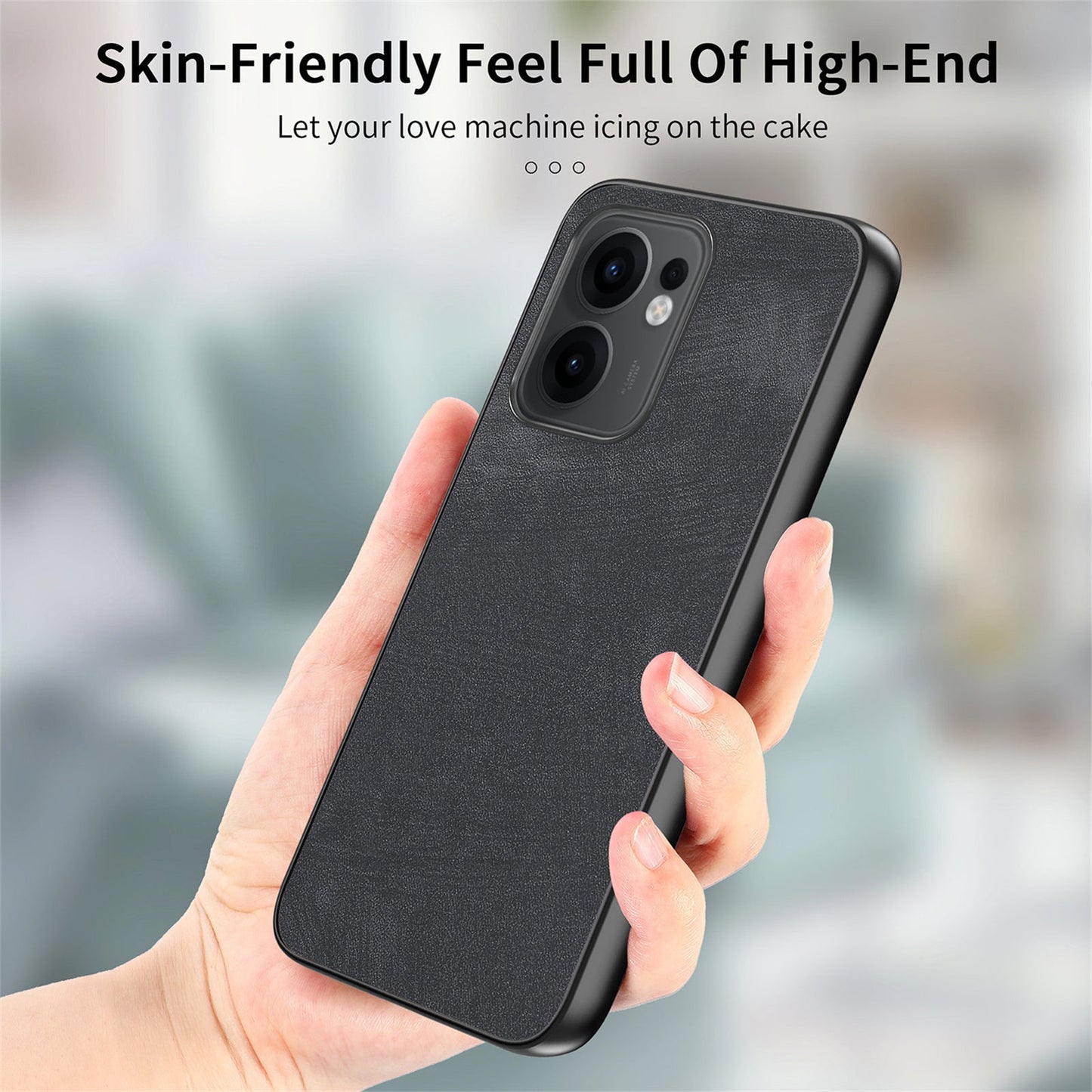 For Oppo Reno13 F 5G Case Shockproof Slim Retro Leather Phone Back Cover - Black