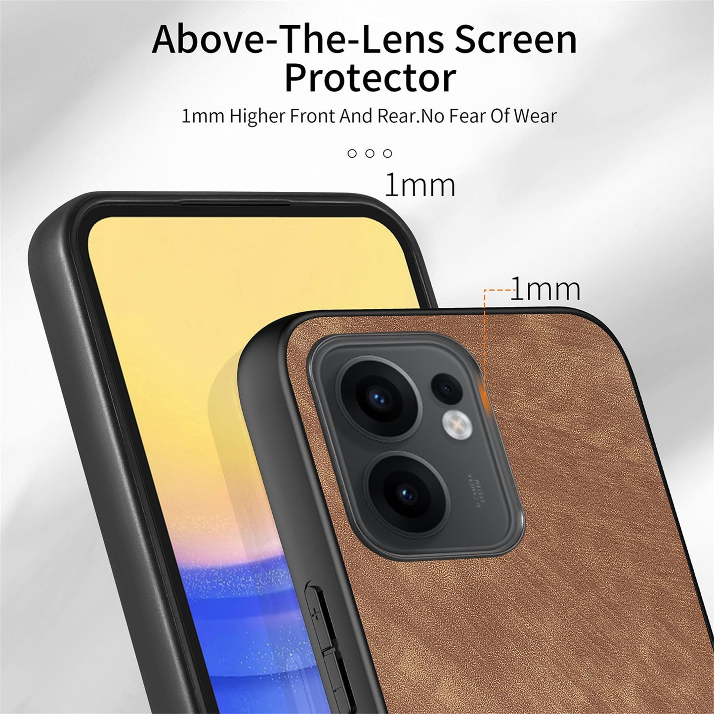 For Oppo Reno13 F 5G Case Shockproof Slim Retro Leather Phone Back Cover - Brown