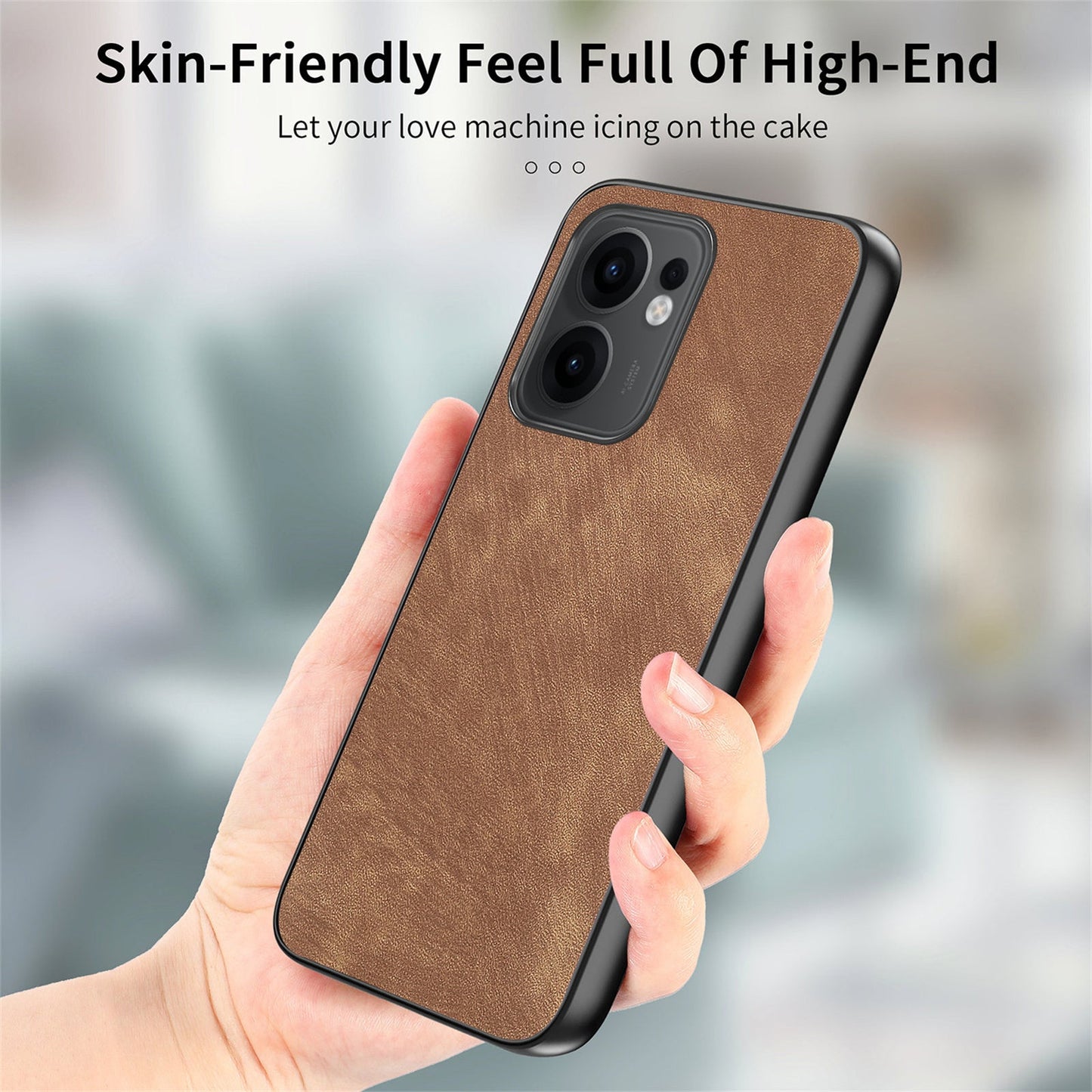For Oppo Reno13 F 5G Case Shockproof Slim Retro Leather Phone Back Cover - Brown