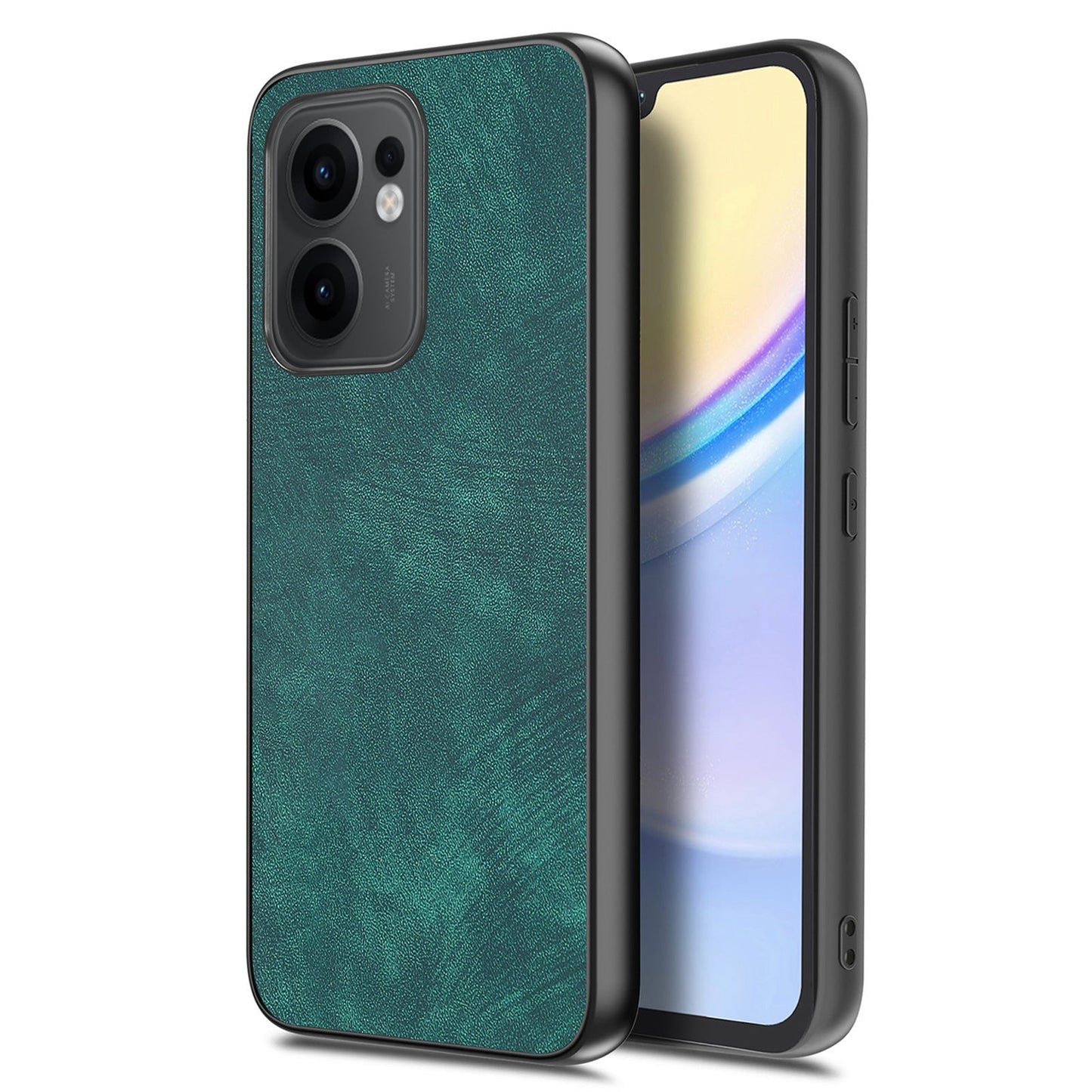 For Oppo Reno13 F 5G Case Shockproof Slim Retro Leather Phone Back Cover - Green