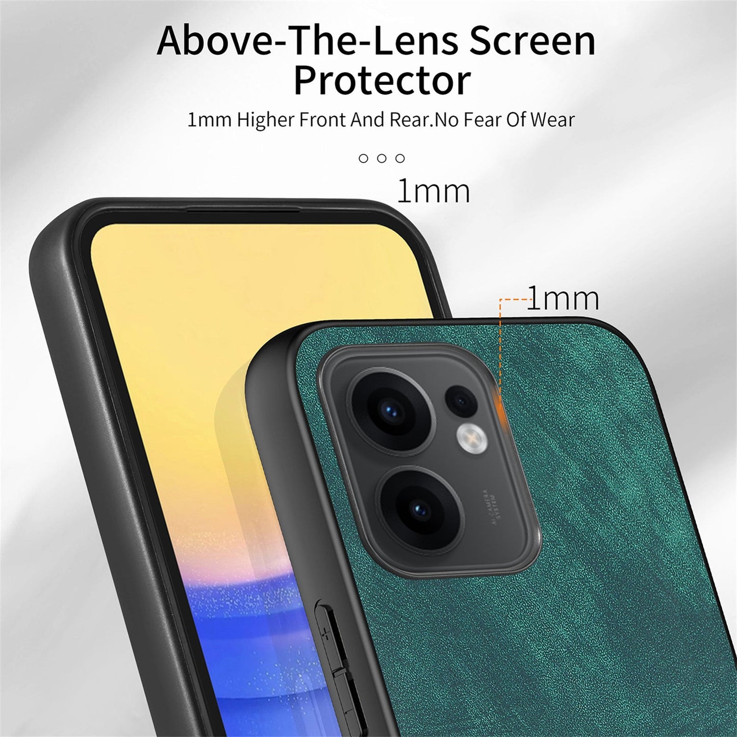 For Oppo Reno13 F 5G Case Shockproof Slim Retro Leather Phone Back Cover - Green