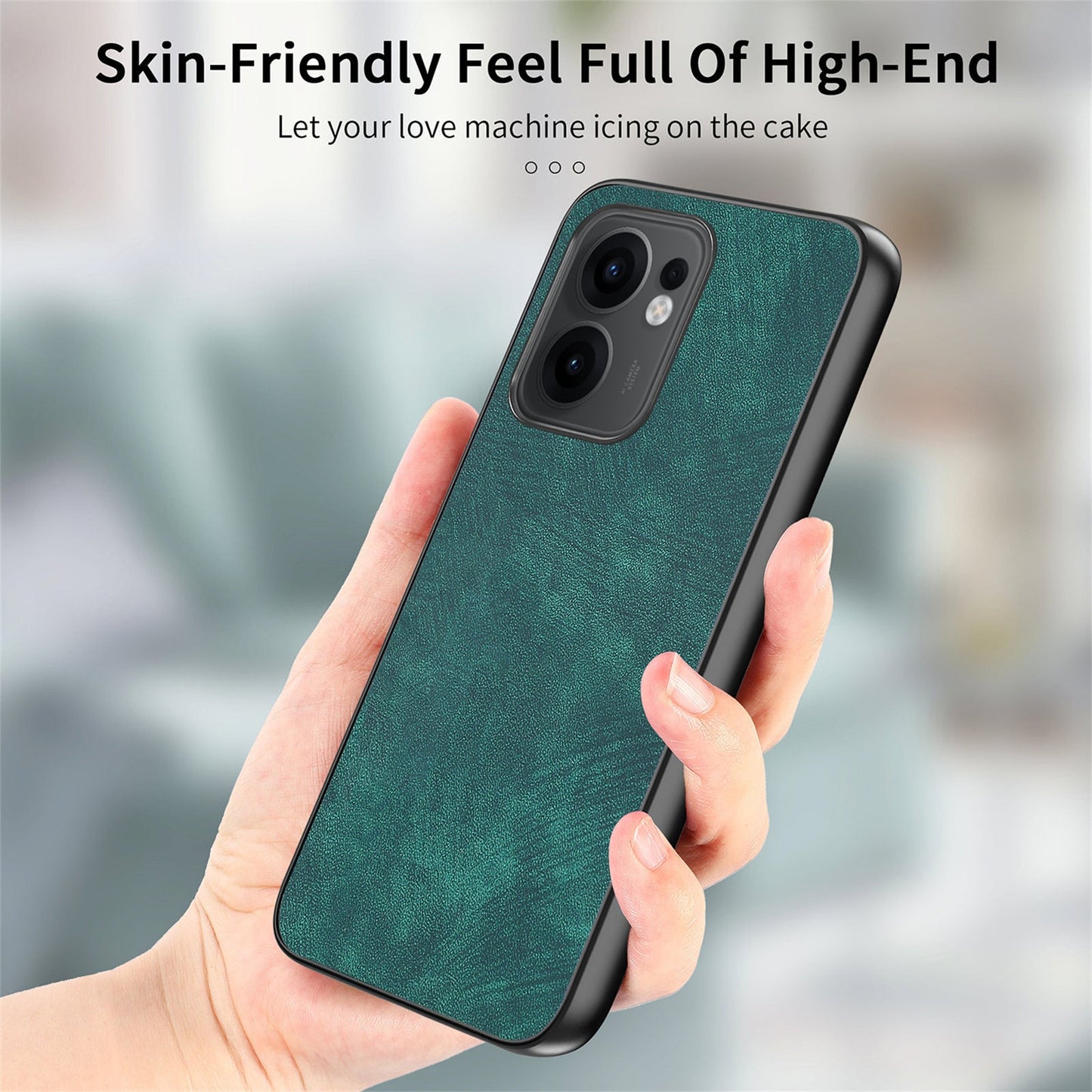 For Oppo Reno13 F 5G Case Shockproof Slim Retro Leather Phone Back Cover - Green