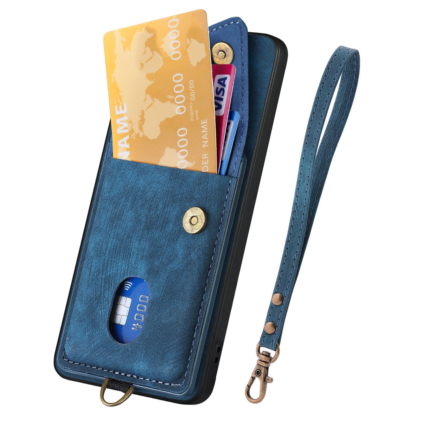 For Oppo Reno13 F 5G Case with Card Holder Kickstand Leather Phone Back Cover - Blue