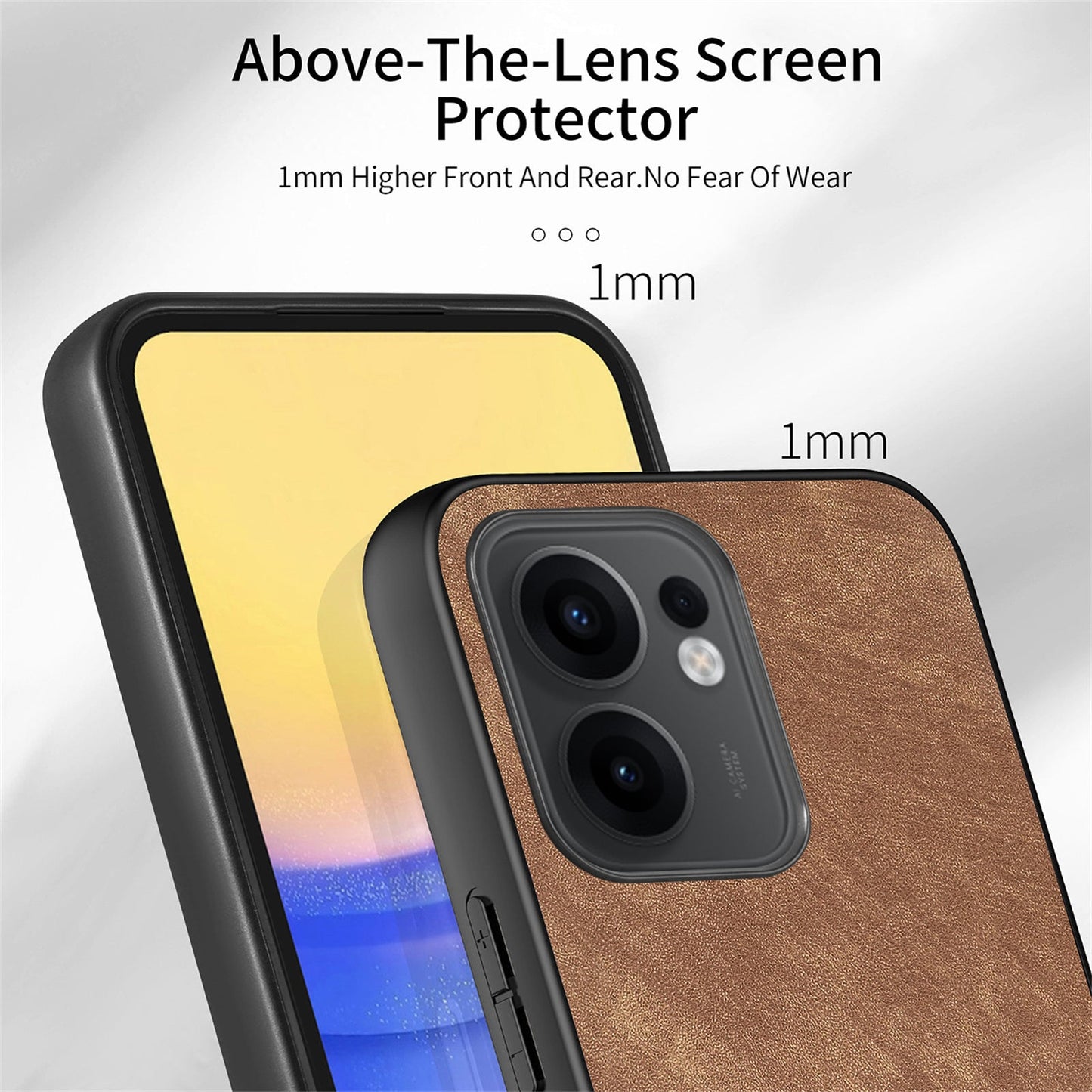 For Oppo Reno13 F 5G Case with Card Holder Kickstand Leather Phone Back Cover - Brown