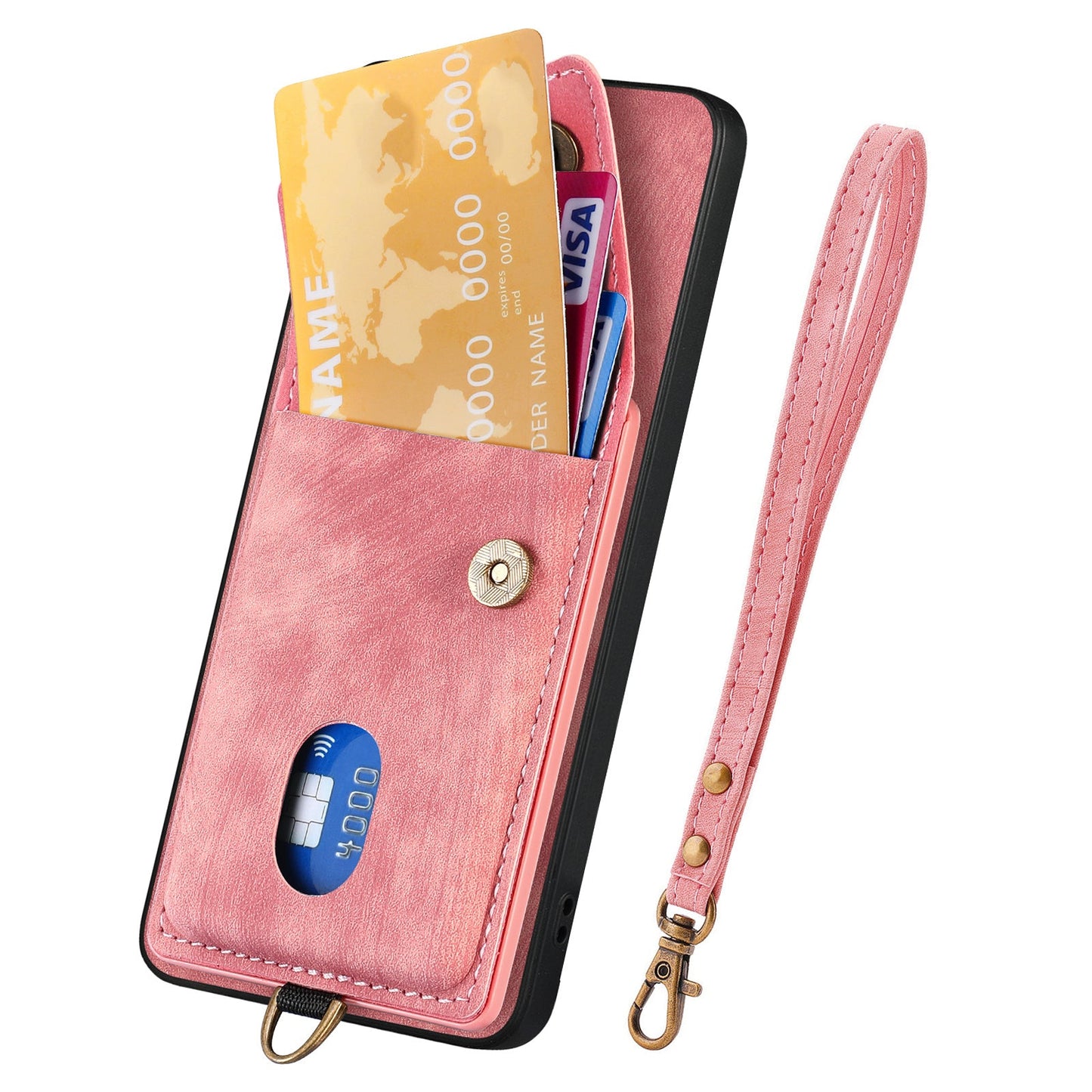 For Oppo Reno13 F 5G Case with Card Holder Kickstand Leather Phone Back Cover - Pink
