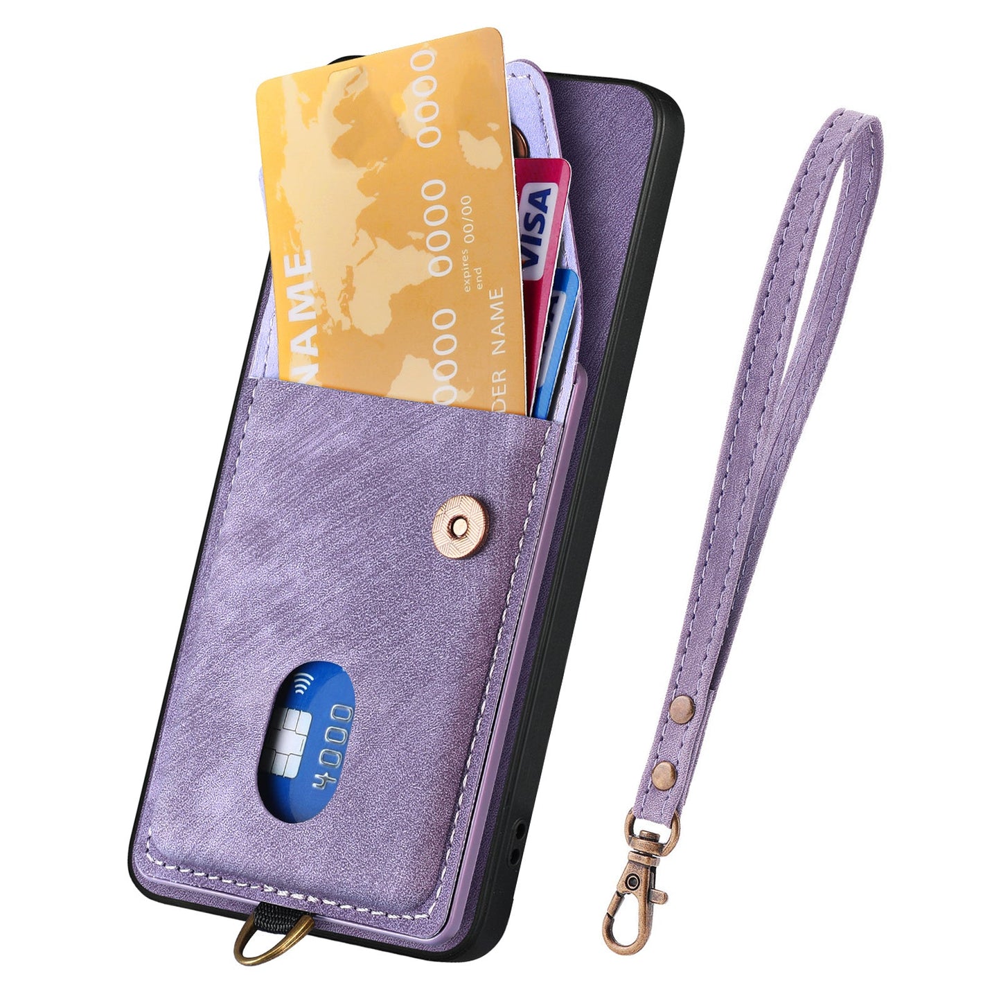 For Oppo Reno13 F 5G Case with Card Holder Kickstand Leather Phone Back Cover - Purple