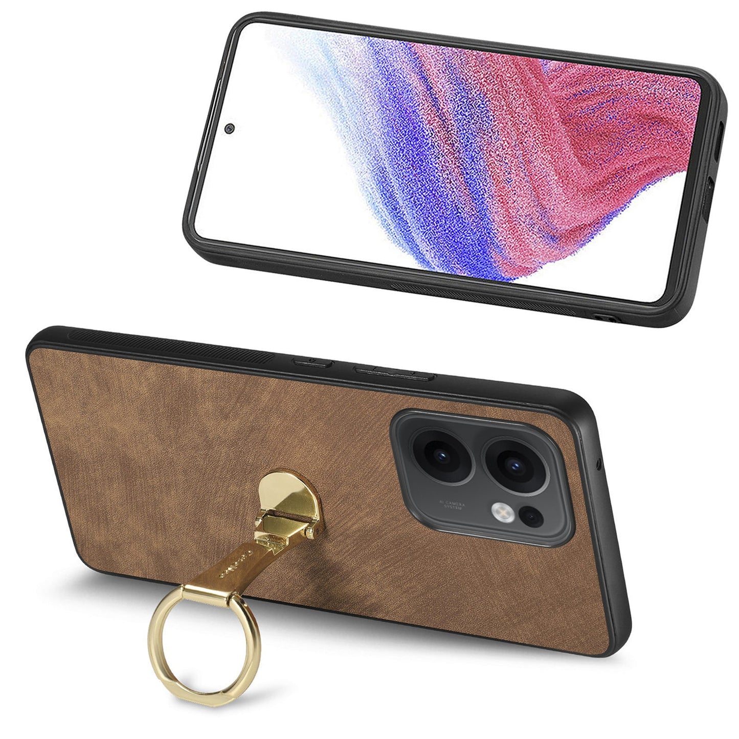 CASENEO D22 For Oppo Reno13 F 5G Case Folding Kickstand Retro Leather Back Phone Cover - Brown
