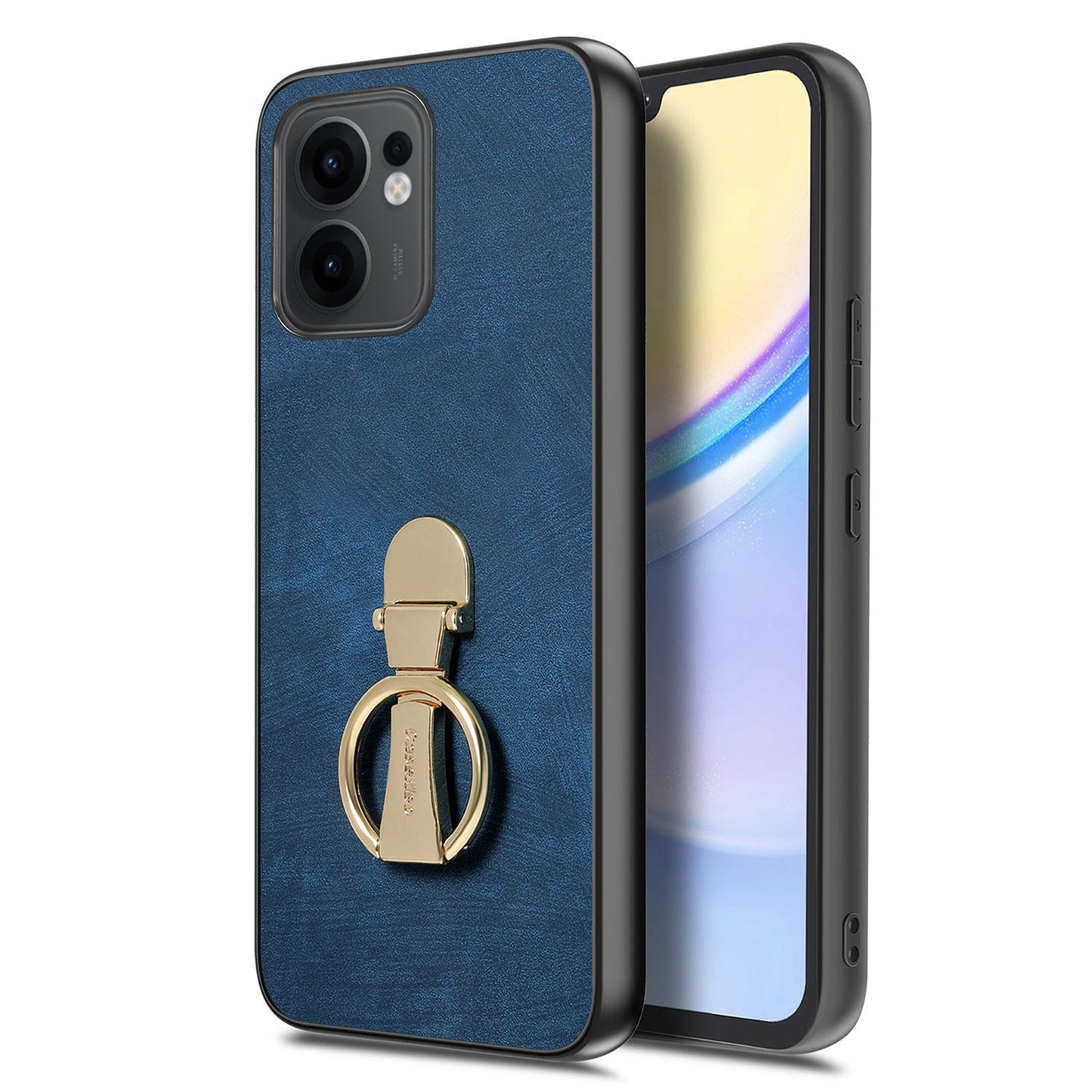 CASENEO D22 For Oppo Reno13 F 5G Case Folding Kickstand Retro Leather Back Phone Cover - Blue