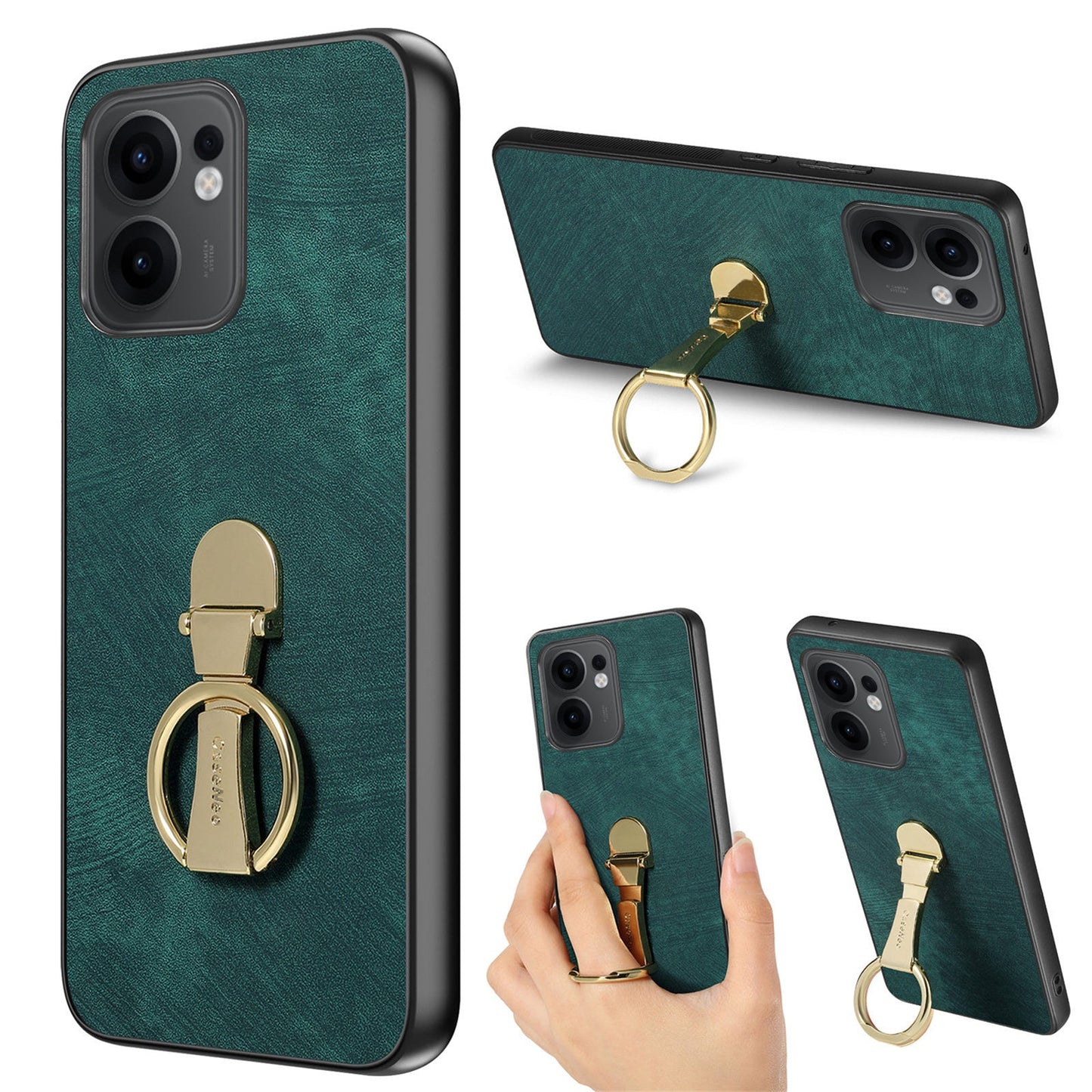 CASENEO D22 For Oppo Reno13 F 5G Case Folding Kickstand Retro Leather Back Phone Cover - Green