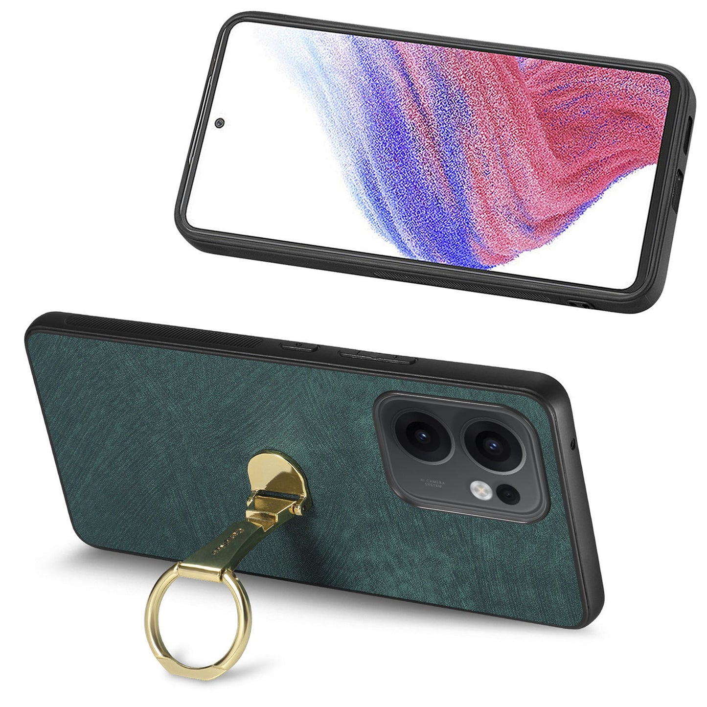CASENEO D22 For Oppo Reno13 F 5G Case Folding Kickstand Retro Leather Back Phone Cover - Green