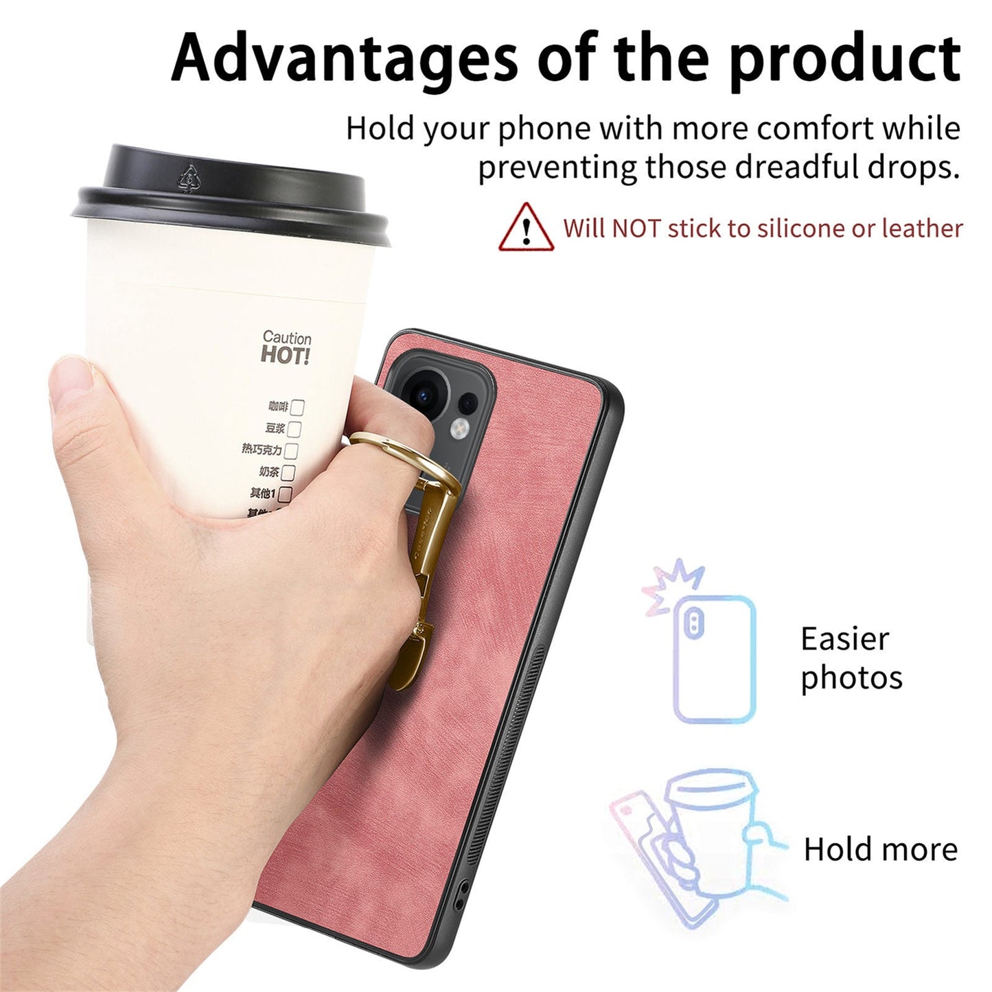CASENEO D22 For Oppo Reno13 F 5G Case Folding Kickstand Retro Leather Back Phone Cover - Pink