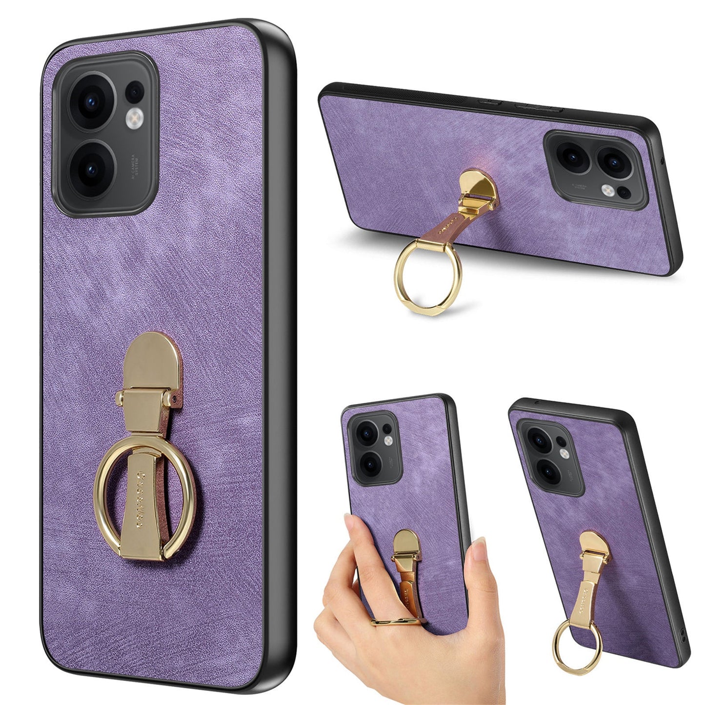 CASENEO D22 For Oppo Reno13 F 5G Case Folding Kickstand Retro Leather Back Phone Cover - Purple