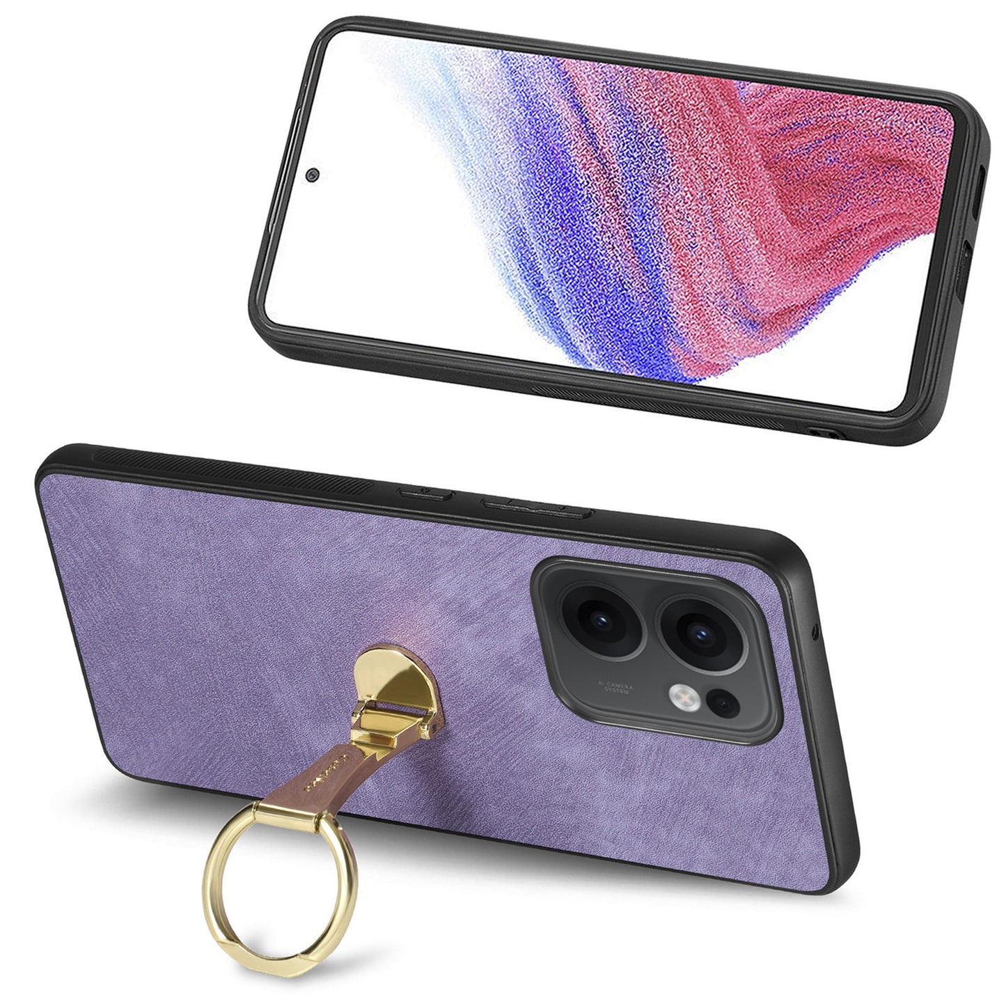 CASENEO D22 For Oppo Reno13 F 5G Case Folding Kickstand Retro Leather Back Phone Cover - Purple