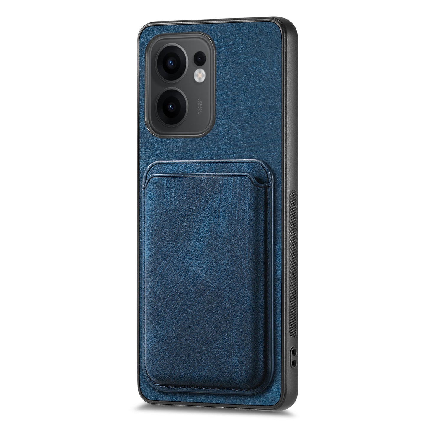 For Oppo Reno13 F 5G Case Compatible with MagSafe Leather Back Cover with Detachable Card Holder - Blue