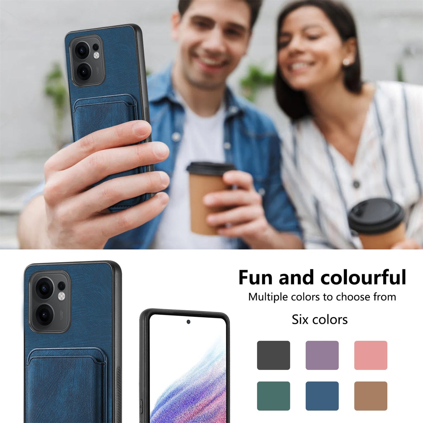 For Oppo Reno13 F 5G Case Compatible with MagSafe Leather Back Cover with Detachable Card Holder - Blue