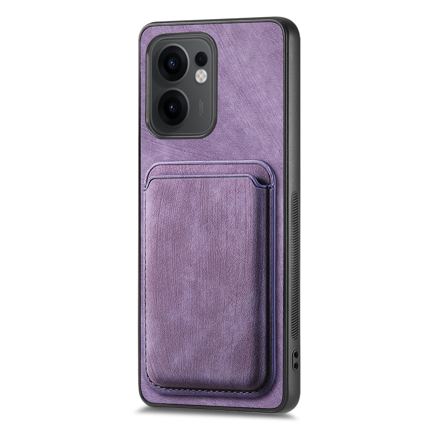 For Oppo Reno13 F 5G Case Compatible with MagSafe Leather Back Cover with Detachable Card Holder - Purple